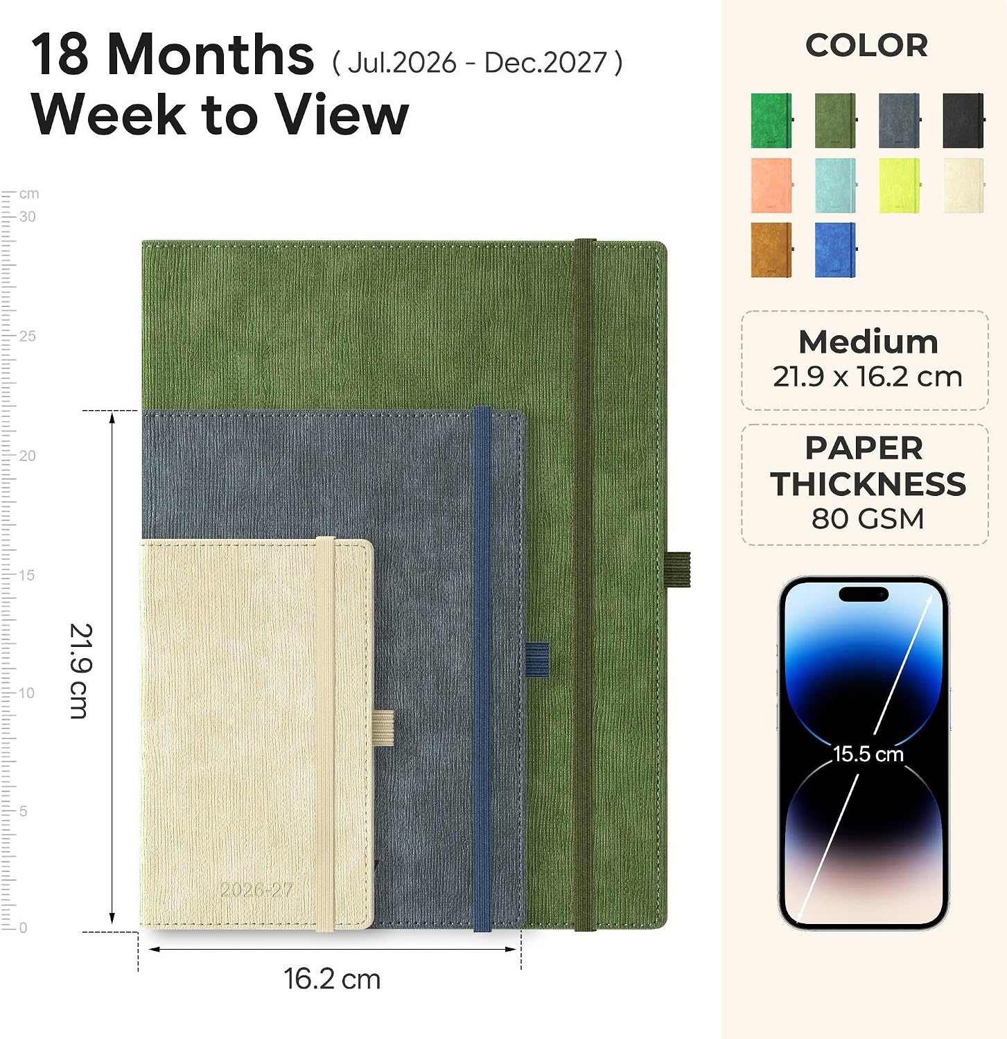 Detalle 2 de IN-LUXPRO Academic Diary 2026-2027: Week to View A5 Medium (Jul28–Dec27) with Timeslots