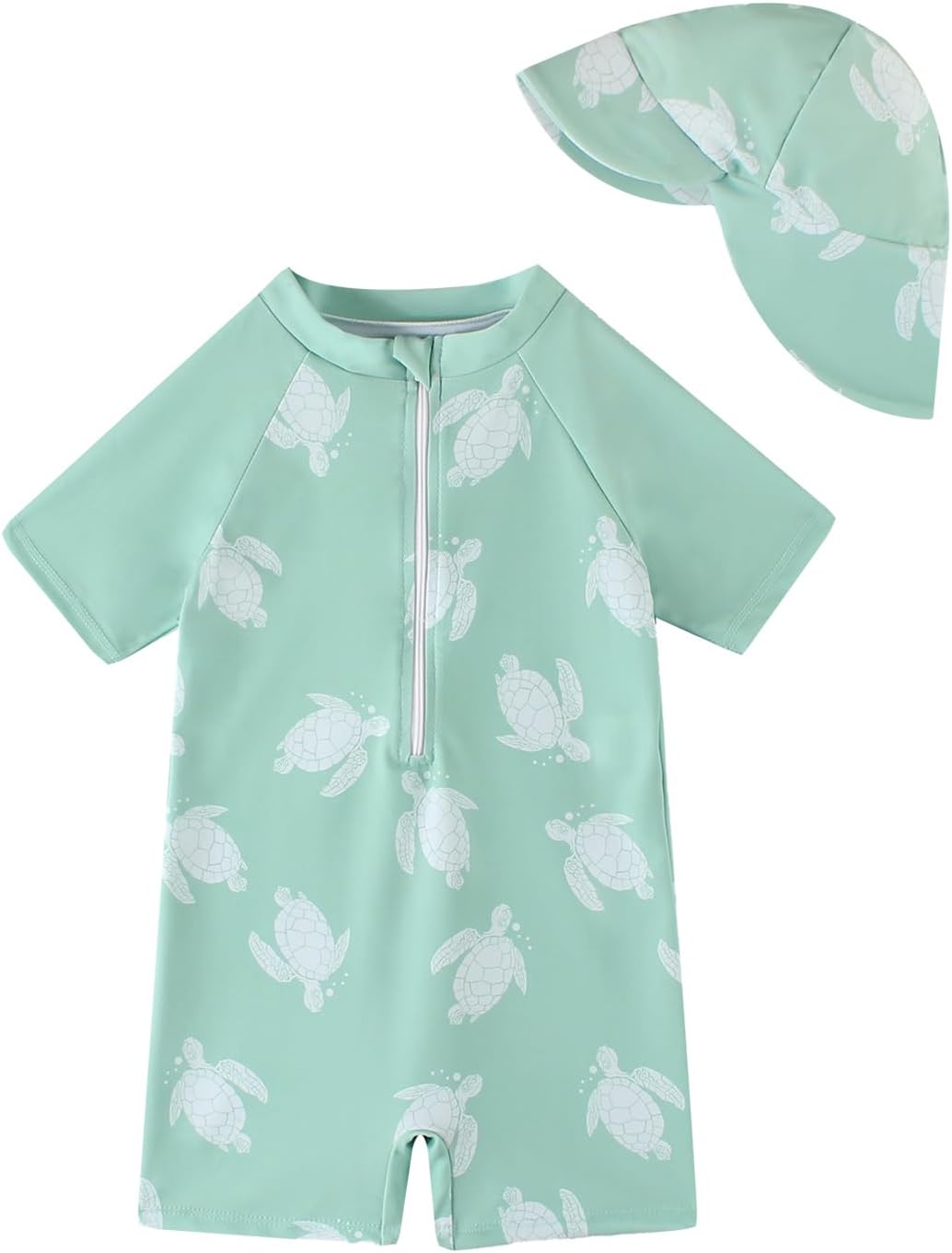 Thumbnail 5 de JiAmy Baby Boys Swimming Costume with Sun Hat: One-Piece Rash Guard for Sun Protection (6M–5Y)