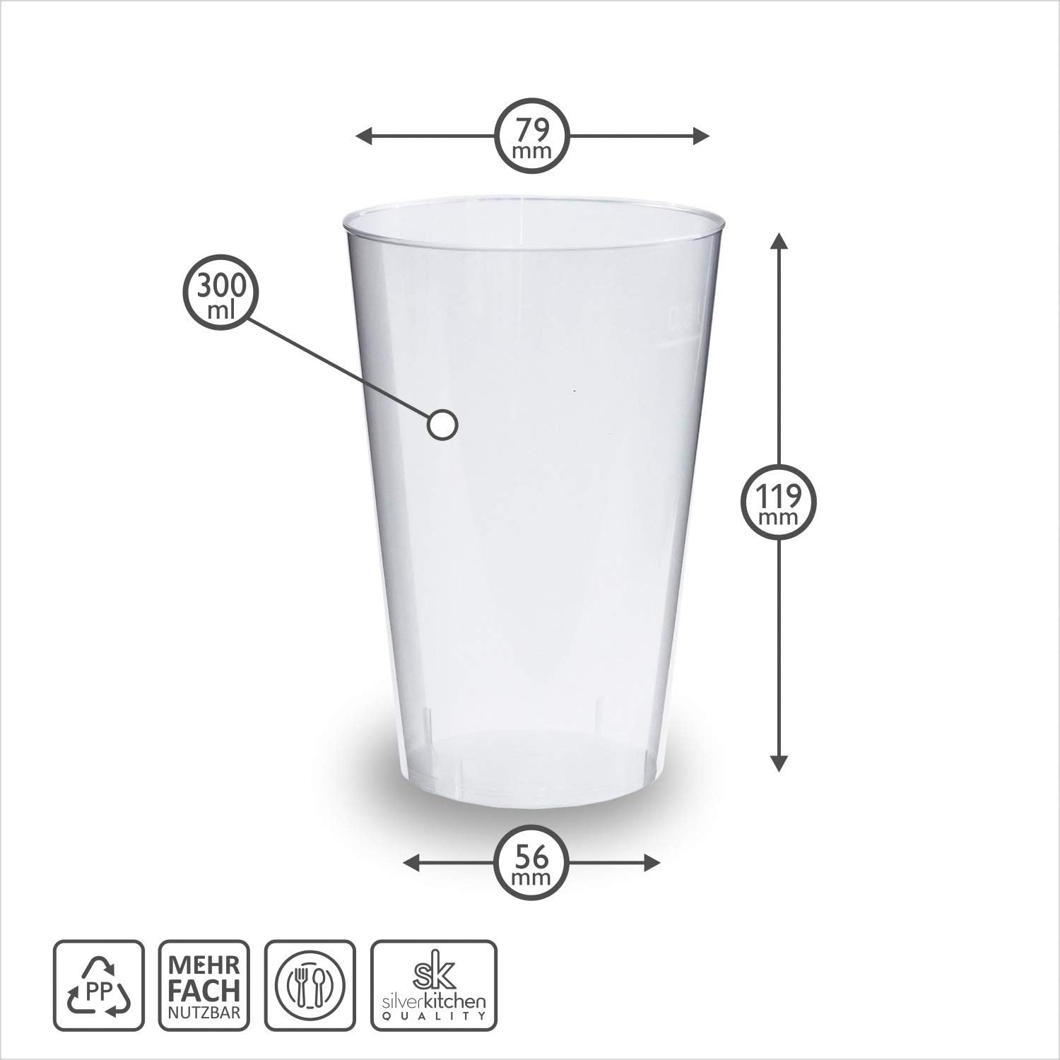 Thumbnail 6 de Silverkitchen 4037-005 Reusable Cocktail Cups, 300 ml PP, Stackable