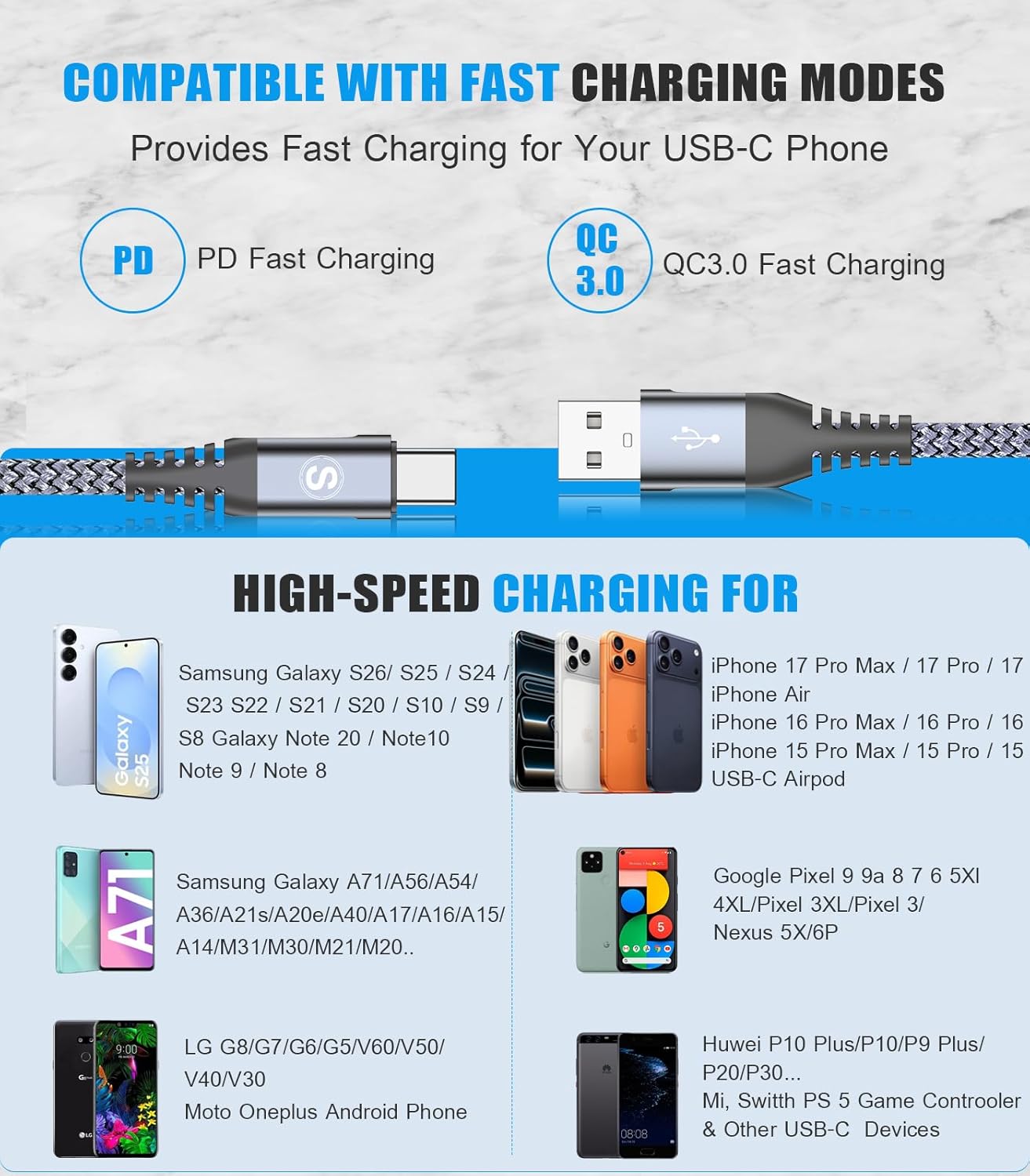 Thumbnail 5 de sweguard USB Type C Charger Cable 3-Pack