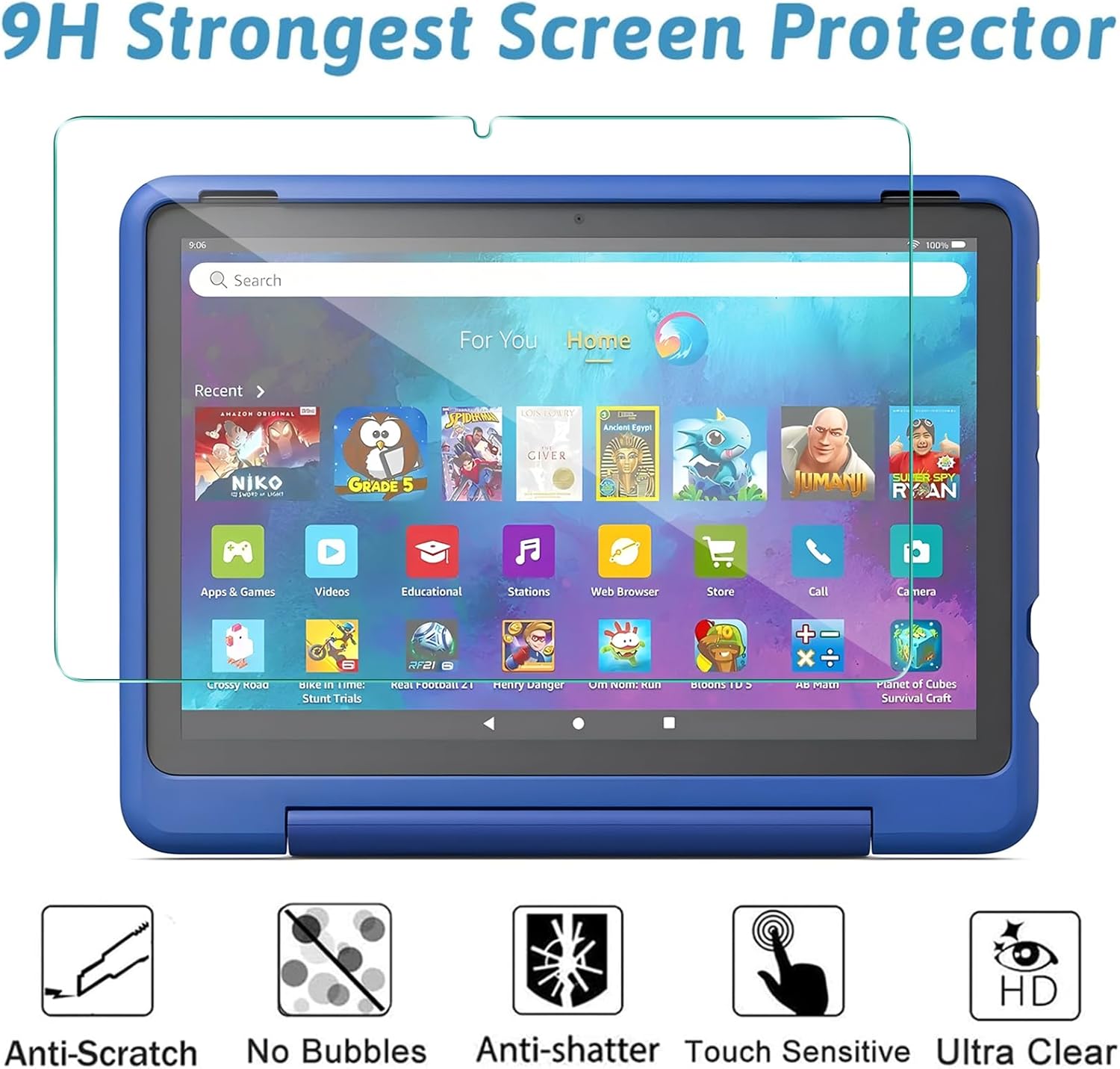 Detalle 2 de XunyLyee Schutzfolie für 10 Kids Pro/10 Kids Tablet – 2er-Set Gehärtetes Glas-Displayfolie, 9H, ultradünn