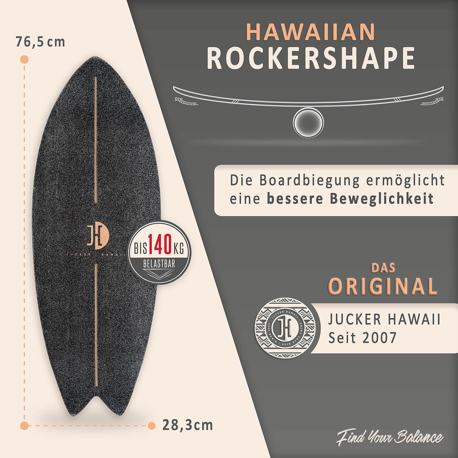 Thumbnail 1 de JUCKER HAWAII Balance Board Ocean Rocker – Balanceboard mit Rocker Shape aus 100% Echtholz