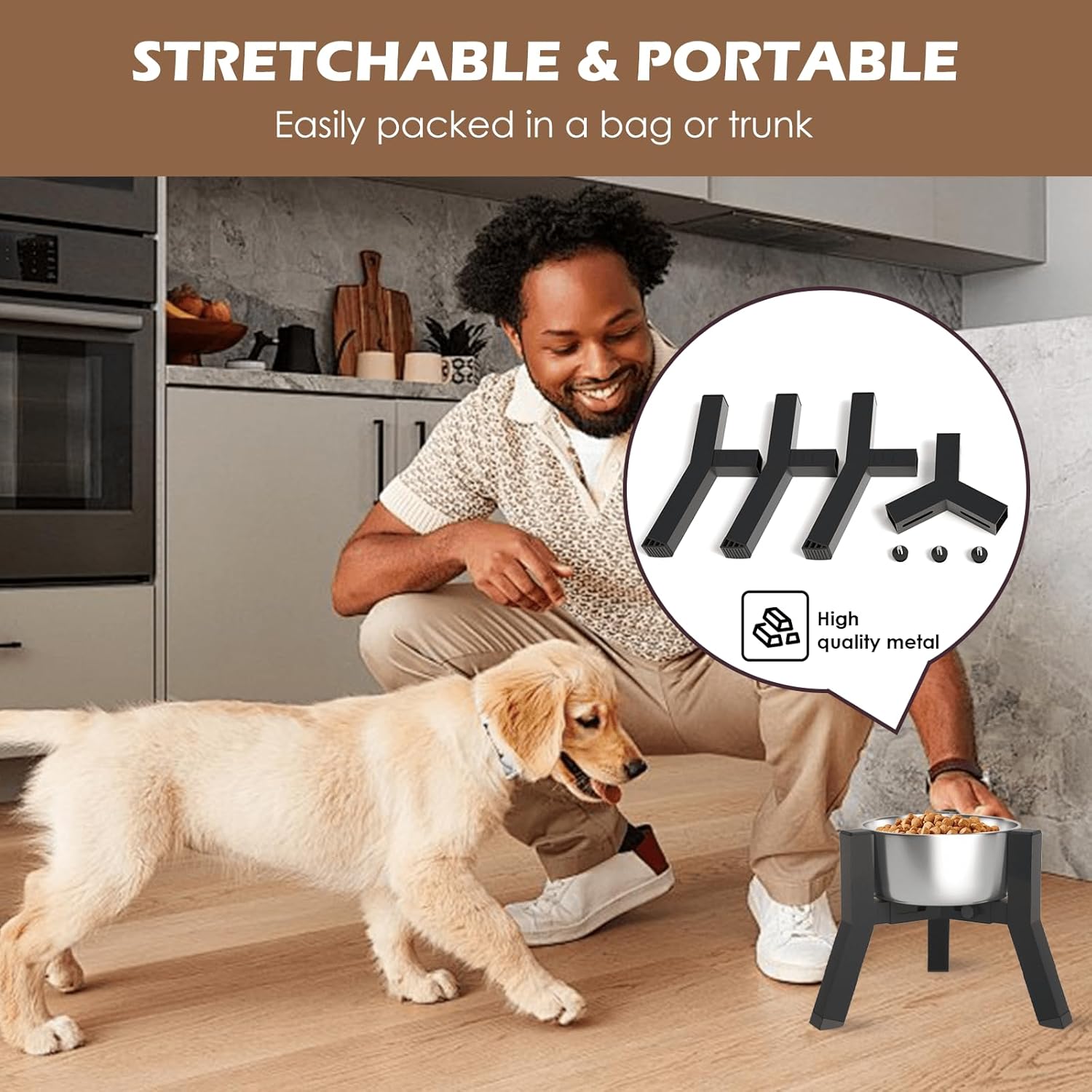 Detalle 2 de Supporto rialzato per cani di piccola taglia con larghezza regolabile 12,7–20,3 cm (ciotola non inclusa)