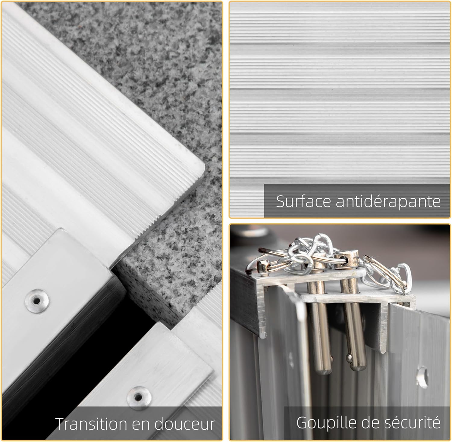 Thumbnail 4 de HOMCOM Rampe d’accès pliable en aluminium pour fauteuil roulant, 61 x 74 cm, charge max. 270 kg