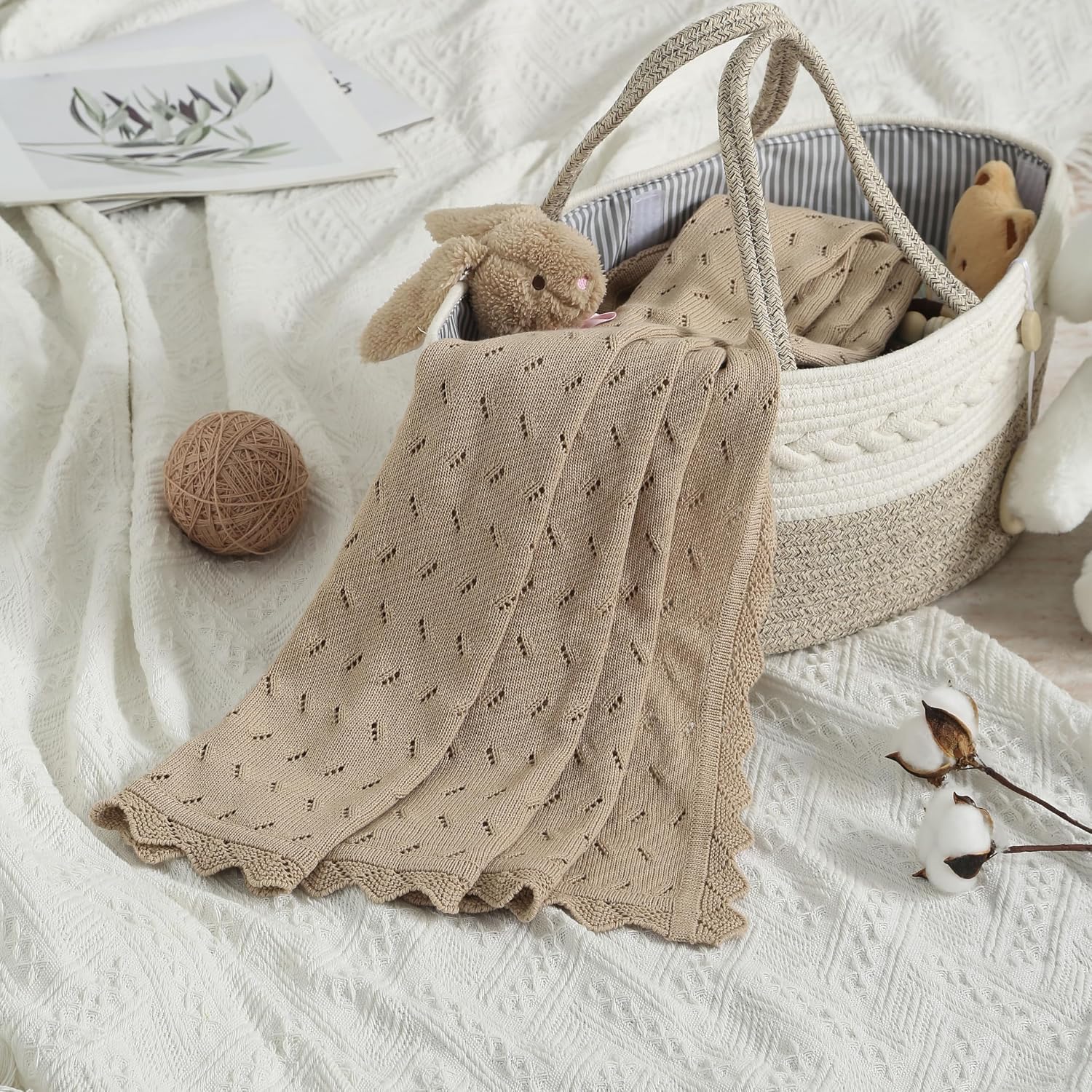 Thumbnail 2 de Loyfoky Baby Knit Blanket 100% Cotton 100x80cm