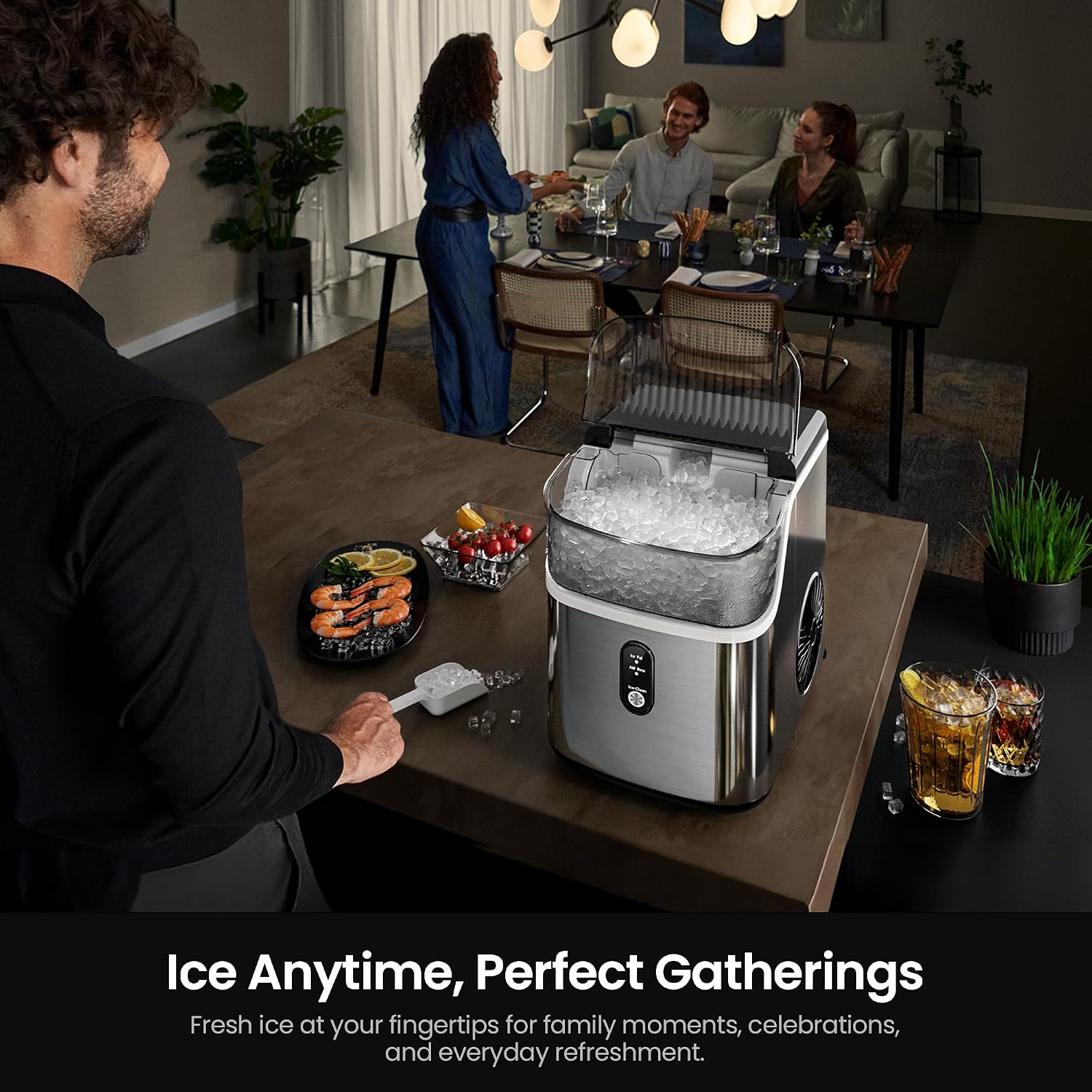 Detalle 2 de Kismile Z5825NB Nugget Ice Maker, 35 lbs/Day, Self-Cleaning, 43 dB