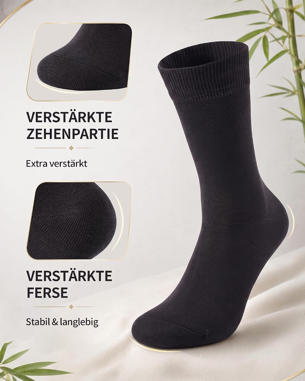 Detalle de SukModen Unisex Crew Socks, Cotton and Bamboo Blend, Flat Toe Seam