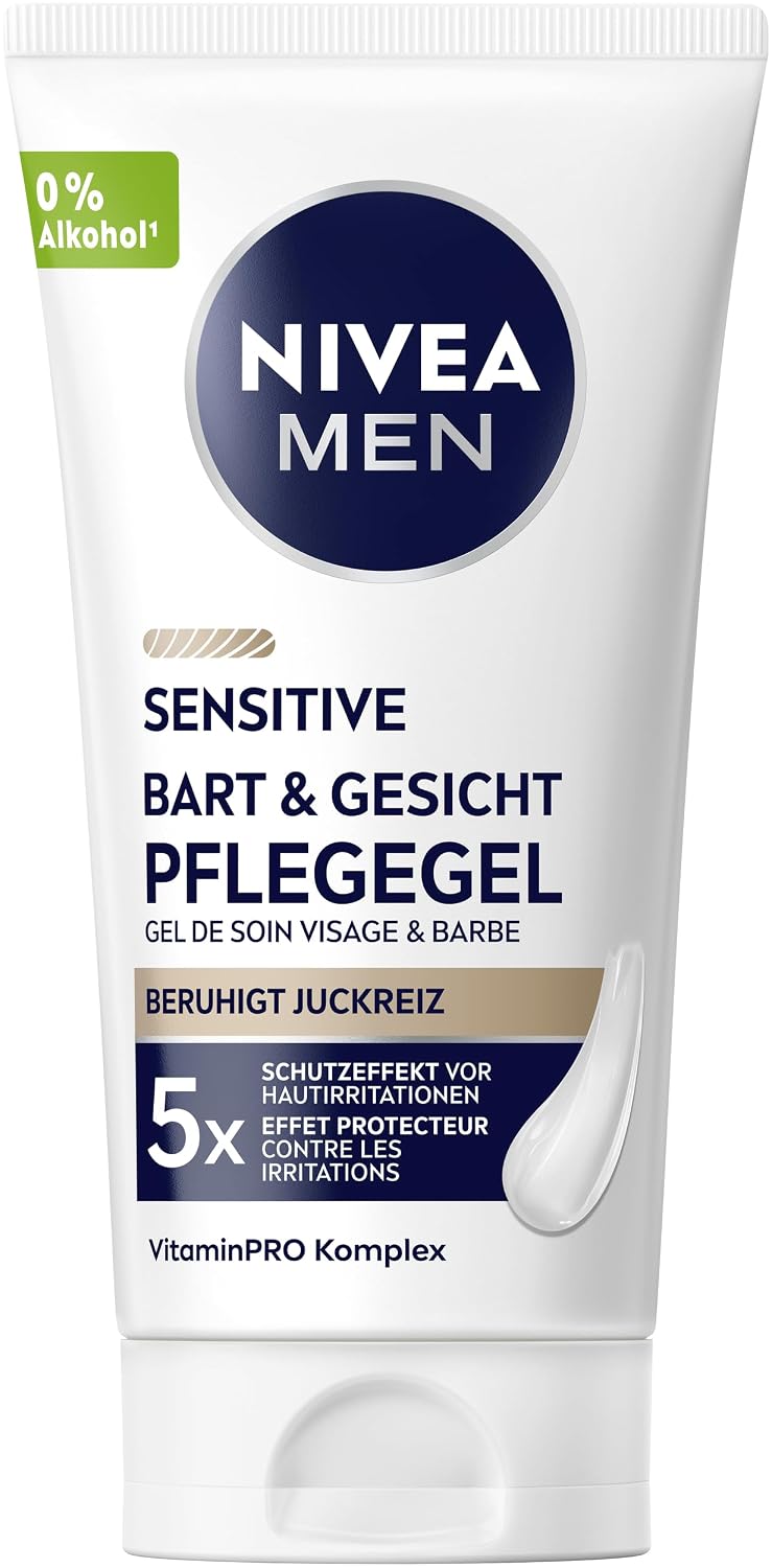 Detalle 2 de NIVEA MEN Sensitive Bart & Gesicht Pflege-Gel (2er-Pack) – beruhigendes Pflegegel für empfindliche Haut, 50 ml