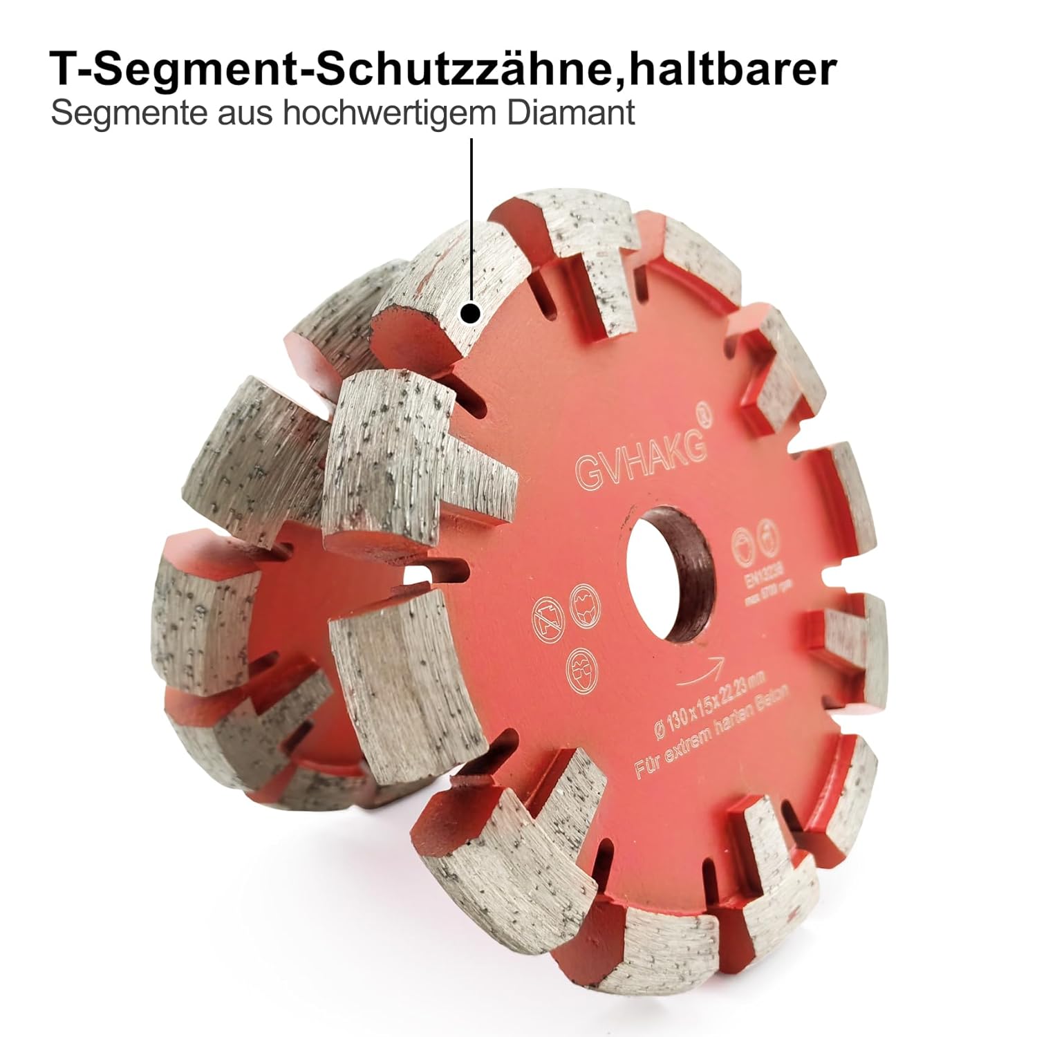 Detalle de GVHAKG Diamant-Frässcheibe 130 mm mit 12 Segmenten – Härter Estrich & Beton, 15 mm Breite