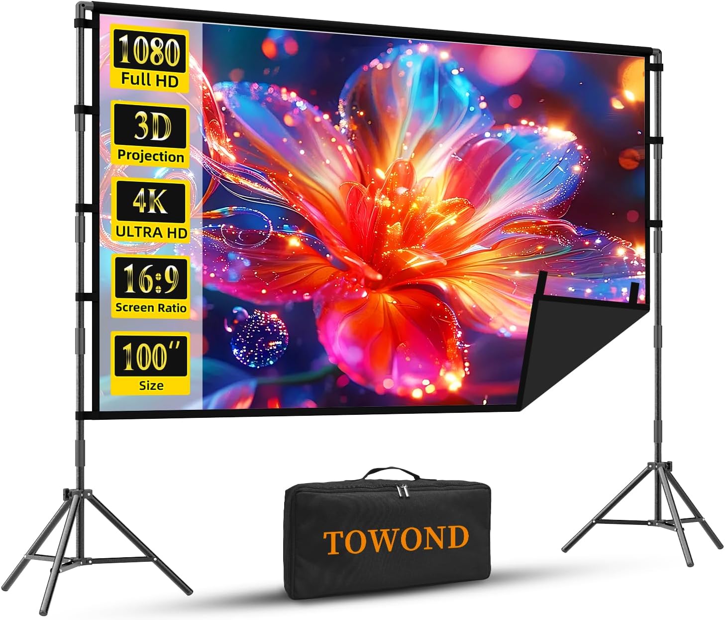 Thumbnail 6 de TOWOND 120-Inch Outdoor Projector Screen with Stand — Large 16:9, 4K HD Ready, Wrinkle-Free, Portable with Carry Bag