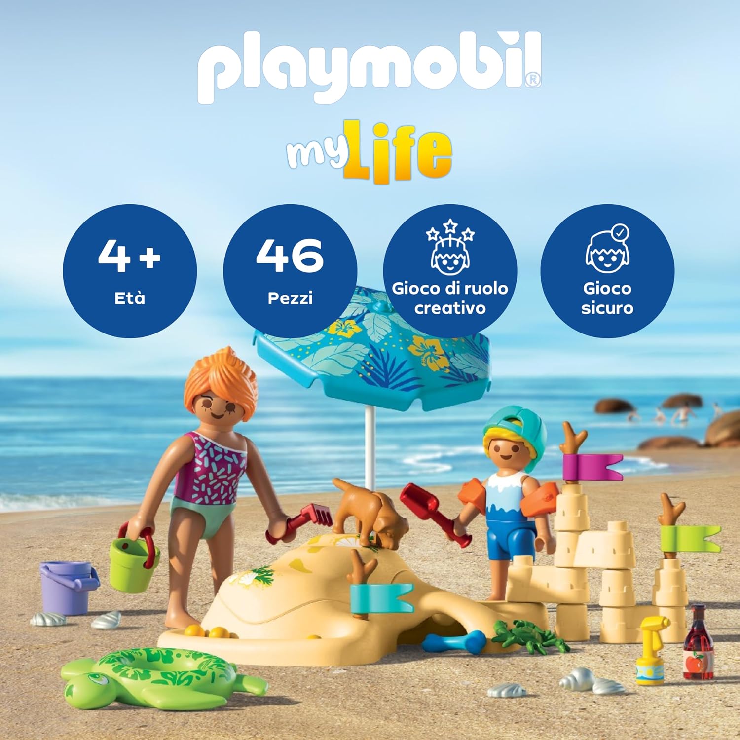 Detalle 2 de PLAYMOBIL Vacanza sulla Spiaggia 71906 – Divertimento in Famiglia al Mare