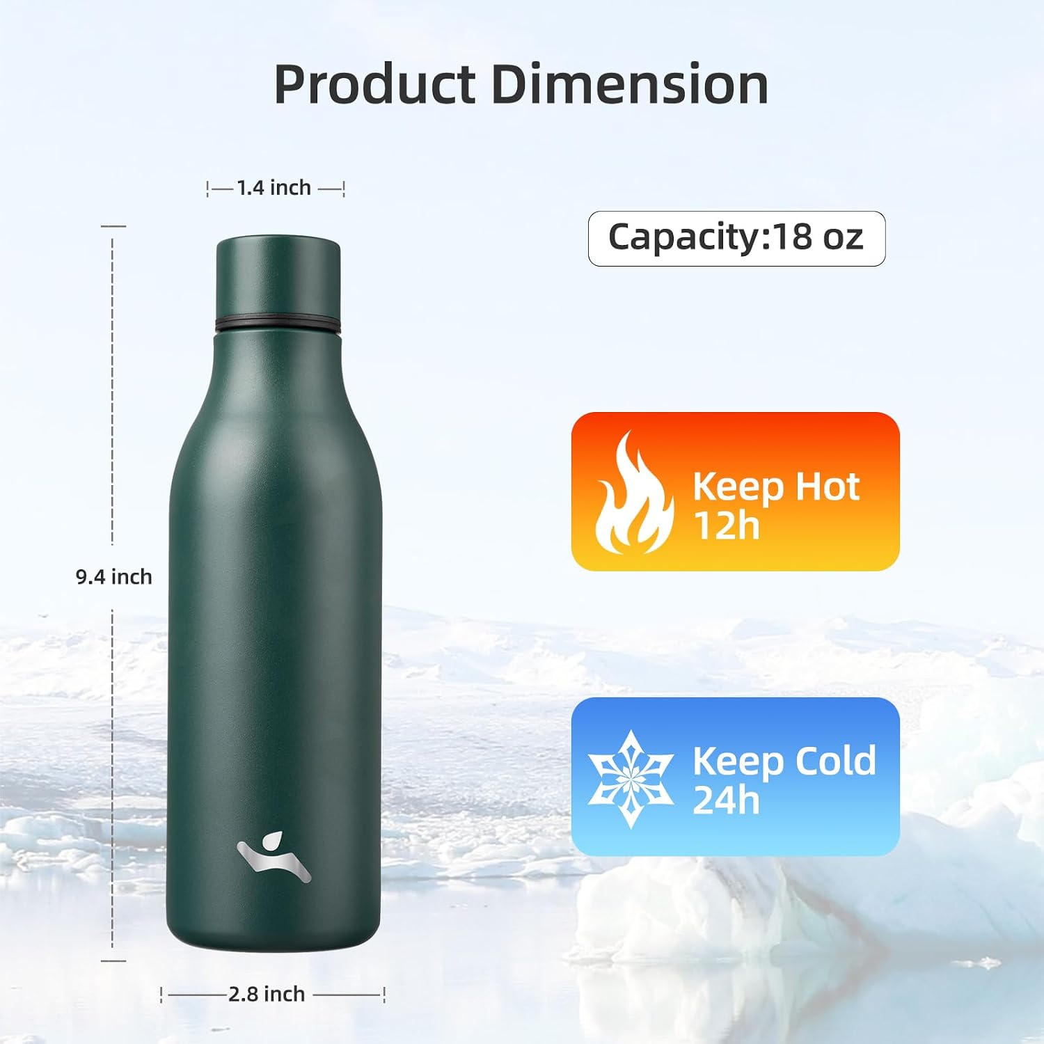 Detalle 2 de Konokyo Insulated Water Bottle 18 oz