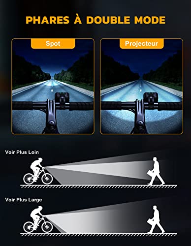 Detalle de CIRYCASE Lumiere Lumière Velo Lumiere Velo Lumière Velo Lumière Lumiere Velo avec Spot et Faisceau d'Inondation, 2×4 + 2×6 Modes
