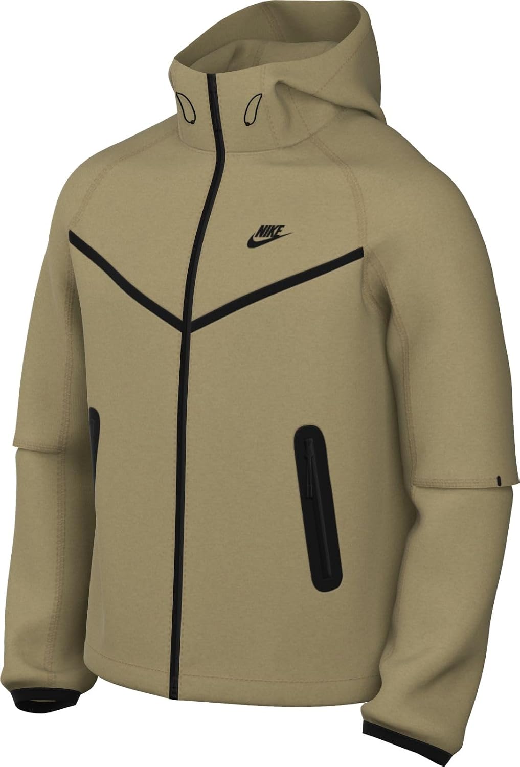 Detalle de Nike Tech męska kurtka tkana z kapturem, elastycznym materiałem i regulacją