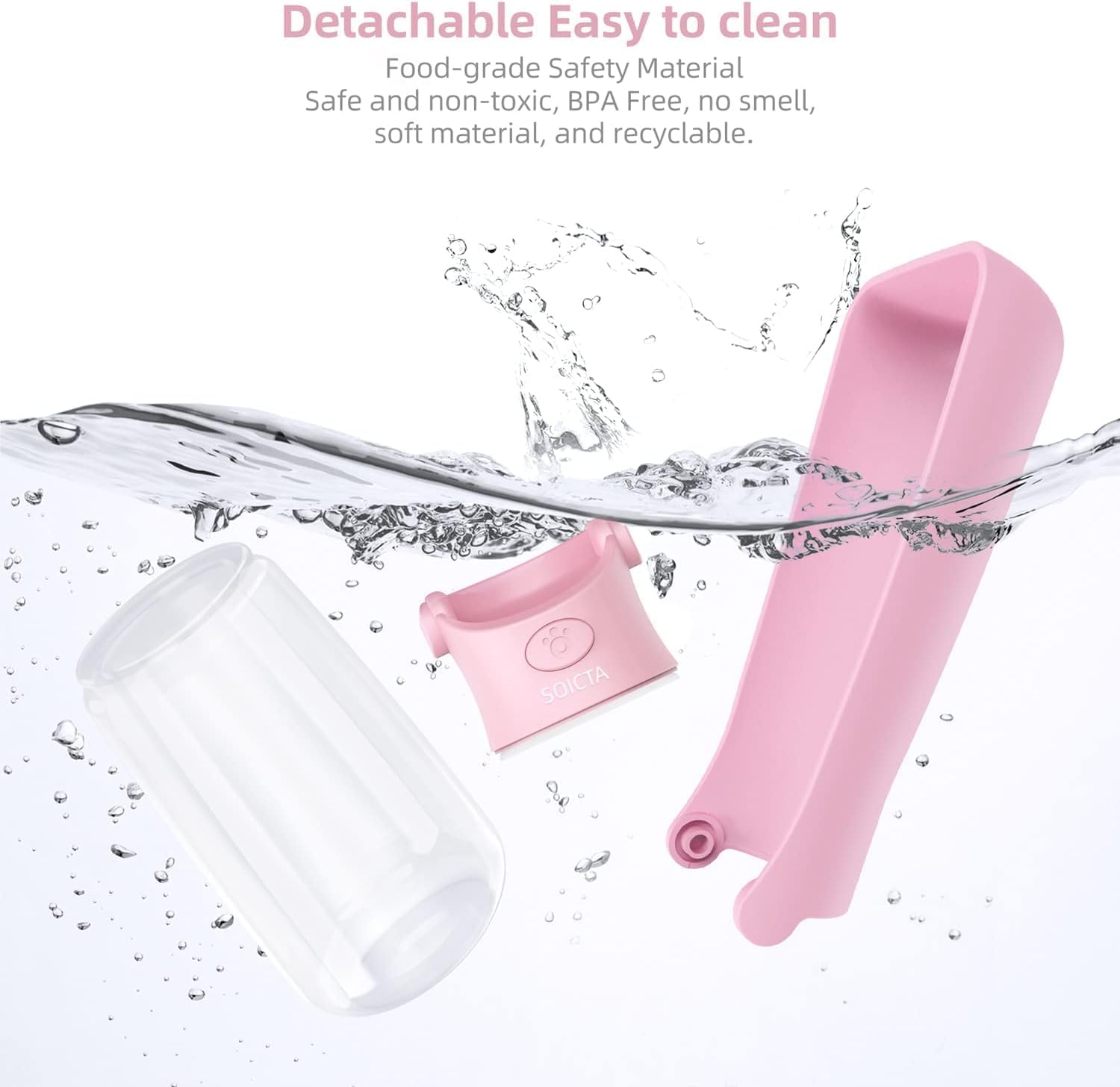 Detalle de SOICTA dog water bottle 19 OZ pink