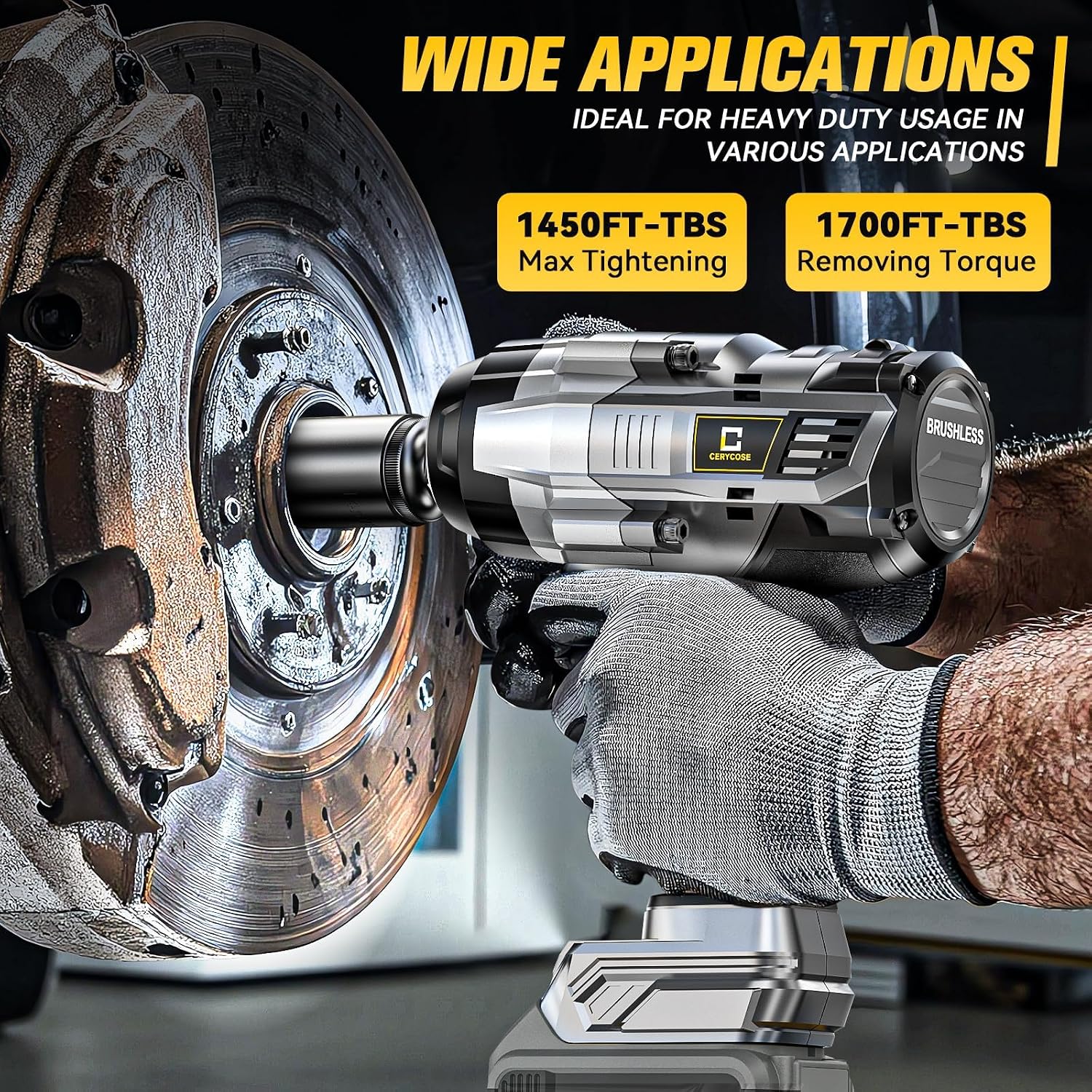 Detalle de Cordless Impact Wrench 1/2 inch — 1700 ft-lbs High Torque, Brushless, Bare Tool (Battery Not Included)