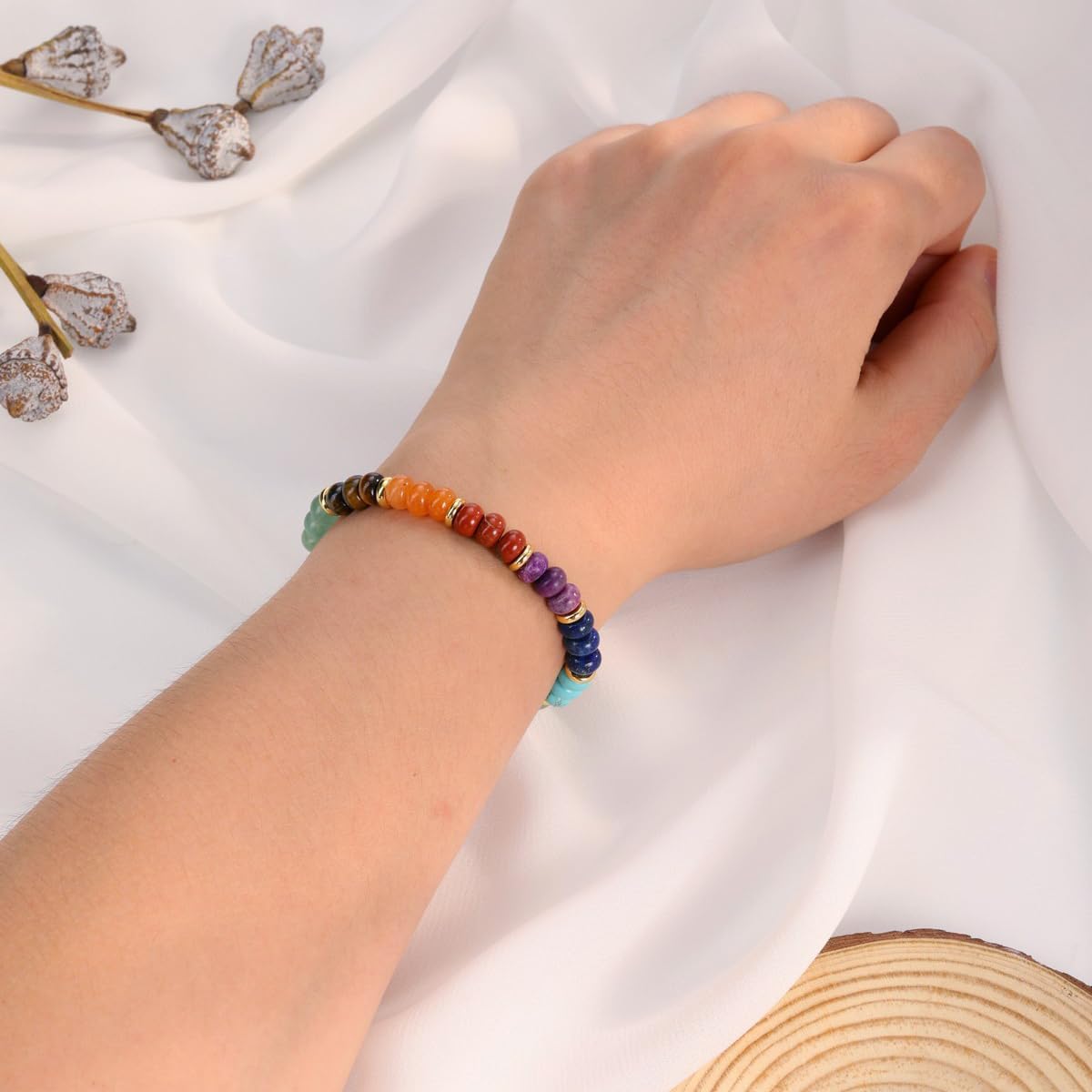Thumbnail 4 de JSDDE 7-Chakra-Perlenarmband mit Edelsteinen – verstellbares Glücksarmband für Damen