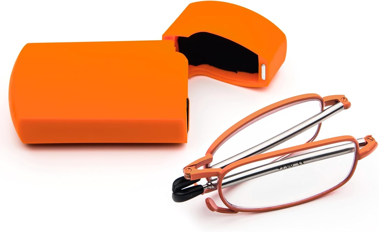 Detalle de KoKoBin faltbare Lesebrille aus Edelstahl – Mini-Lesehilfe mit Hartschalen-Etui, Anti-Blau, +3,5 (Orange/je nach Version)