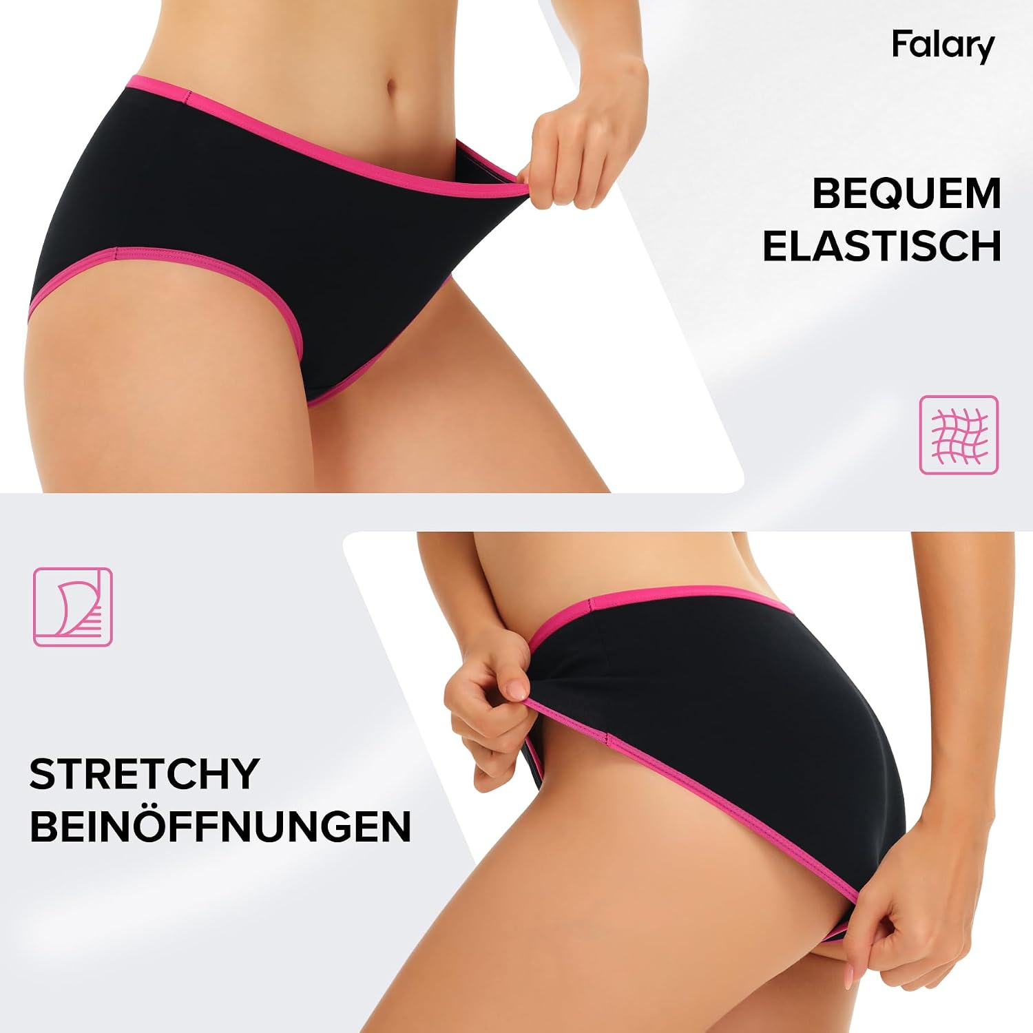 Detalle 2 de FALARY Unterhosen Damen 6er Pack