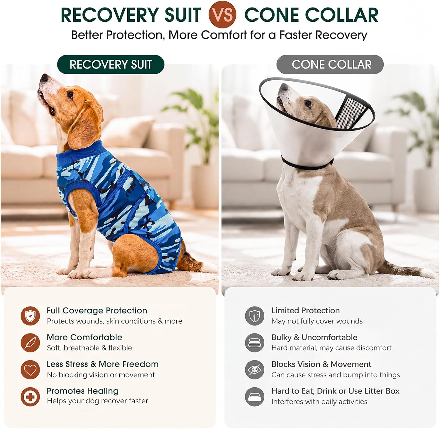 Detalle de Kuoser Dog Recovery Suit Cotton-Spandex Blend