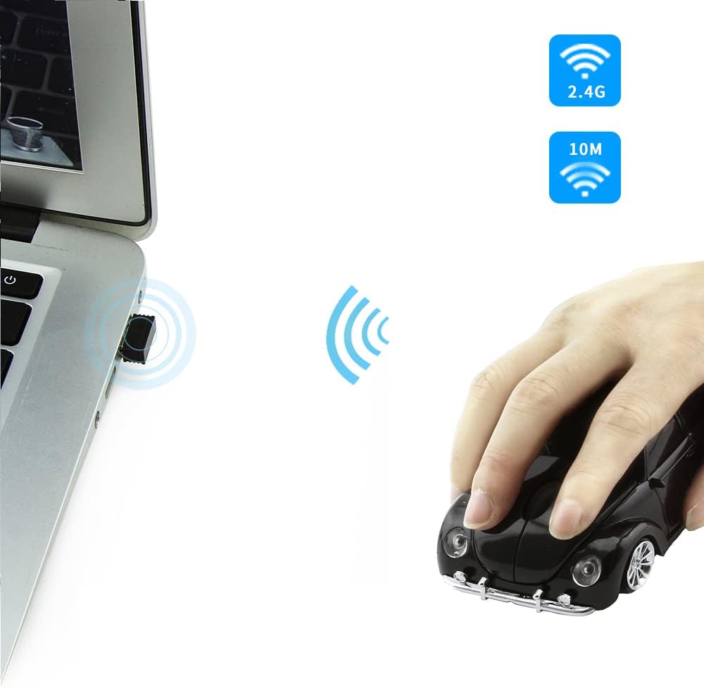 Detalle de elec Space UMCM0010B-B Wireless Car-Shaped Mouse, 1600 DPI, 2.4GHz
