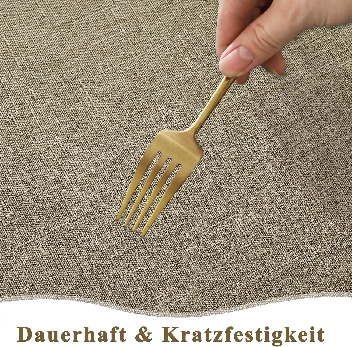 Thumbnail 3 de AooHome Tischdecke Abwaschbar 140x200 cm Kaffee Braun – Leinen-Optik, Wasserabweisend mit Lotuseffekt