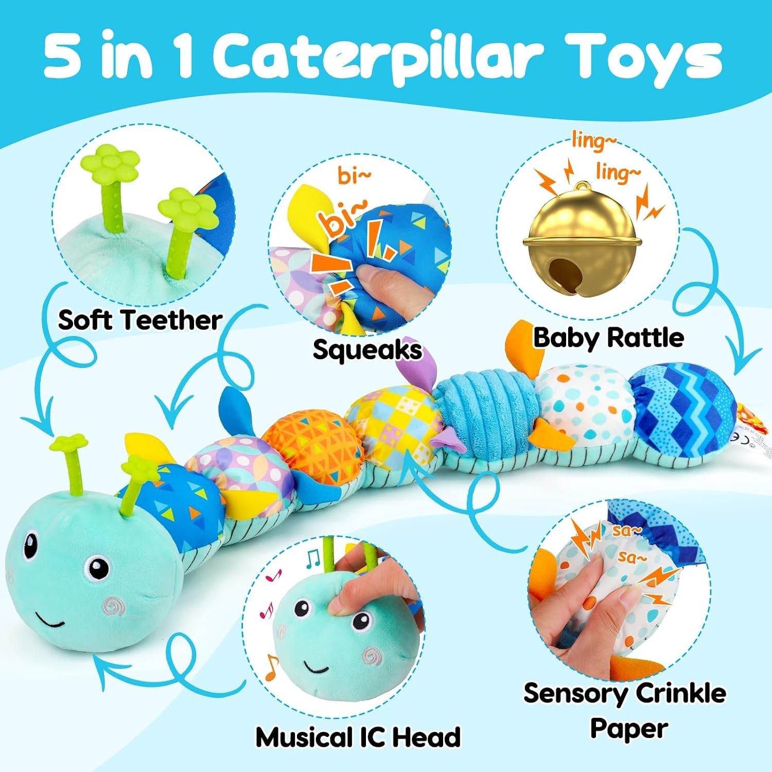 Detalle de Lypsochaat Caterpillar sensory toy for 0-6 months