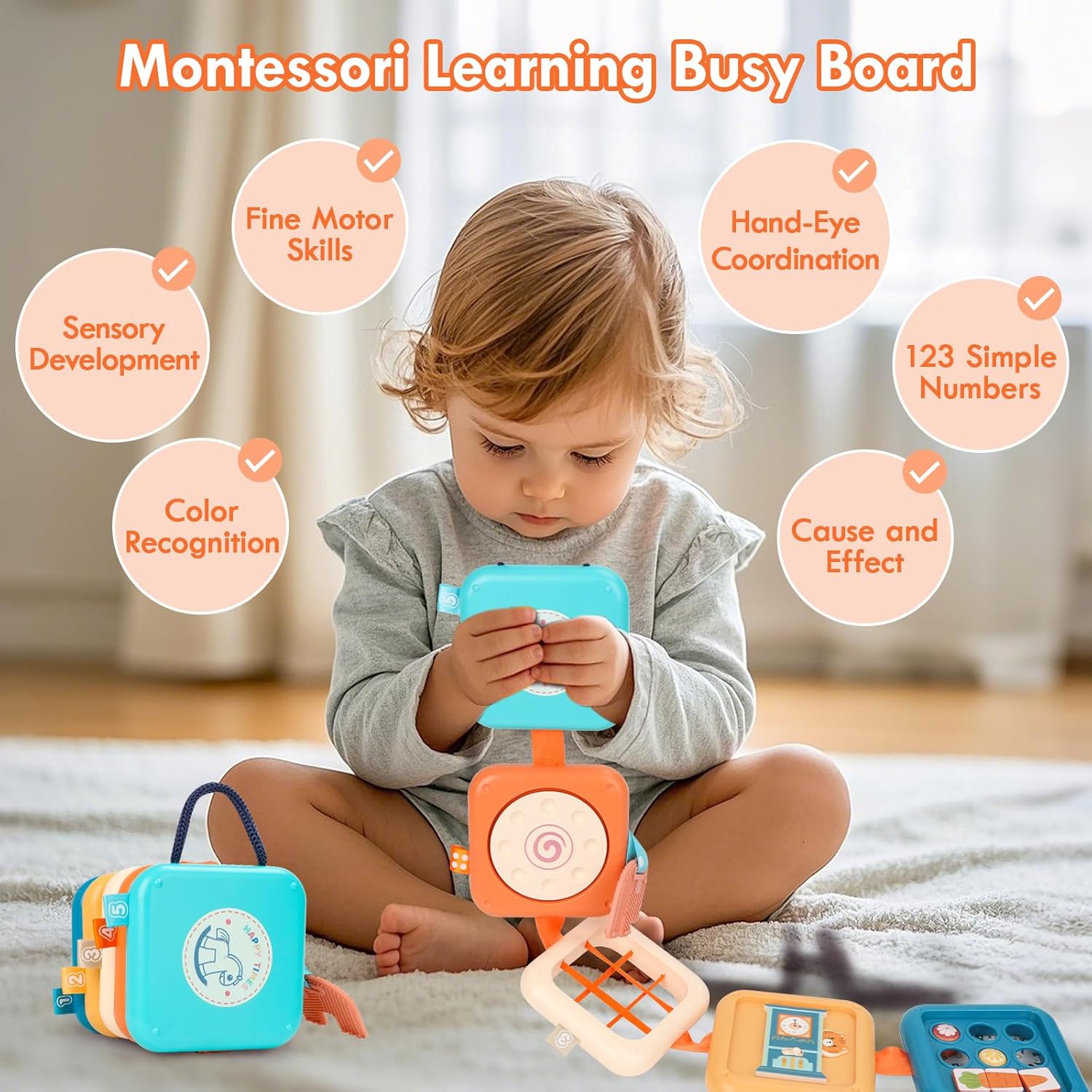 Detalle de GRESEESM Montessori Busy Board for 1 Year Olds and Toddlers (Ages 1–3)