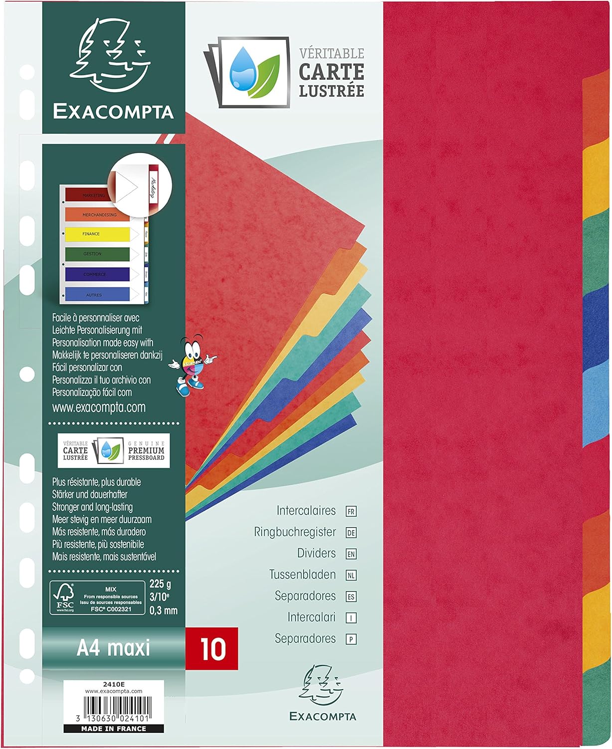 Thumbnail 3 de Exacompta 1410E Premium-Register für DIN A4: 10-teiliges Colorspan-Karton-Register mit Indexseite