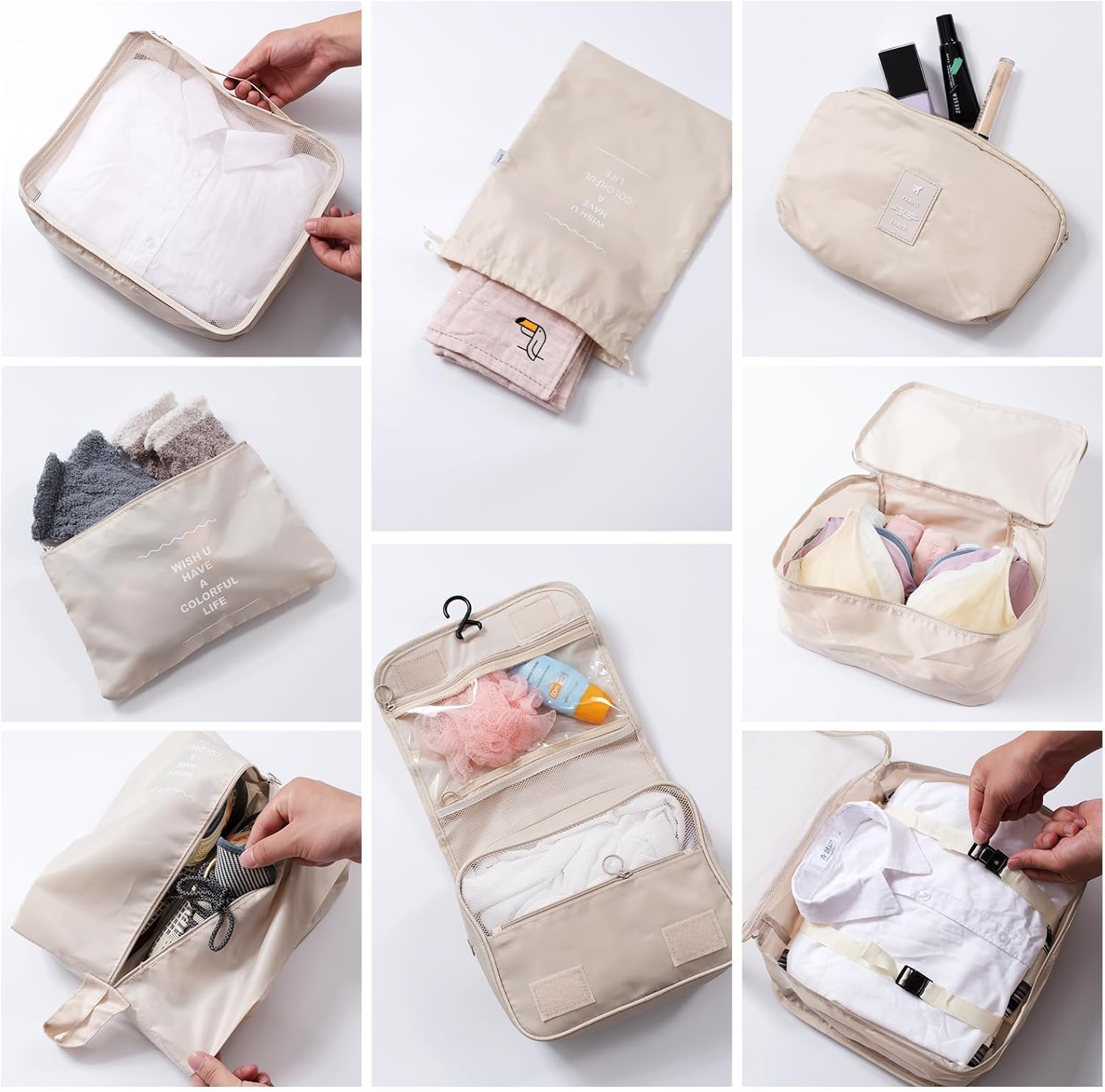 Thumbnail 1 de 9 PCS Packing Cubes travel organisers for suitcases