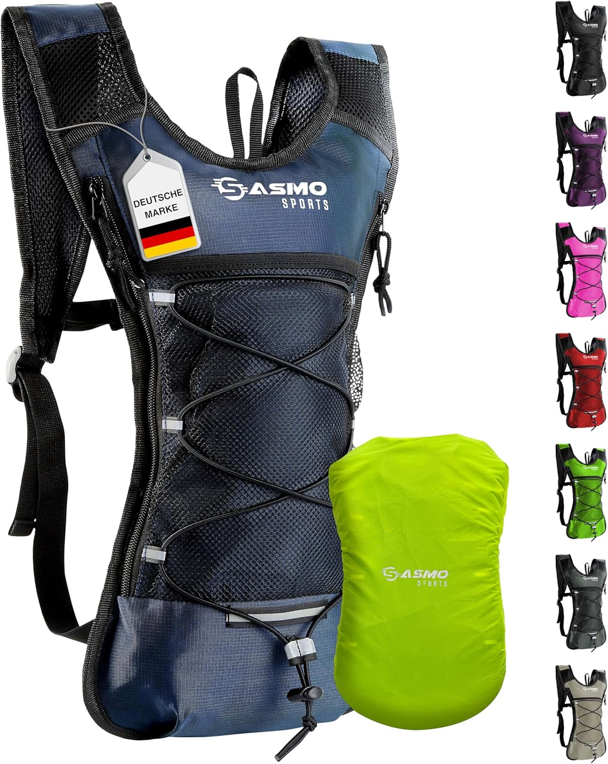 Thumbnail 6 de SASMO® Laufrucksack 6L (Grau) mit Thermofach – ultraleichter Lauf-Rucksack mit Regenschutz