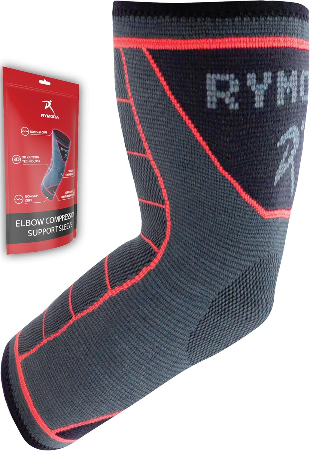 Rymora Elbow Support Sleeve (Extra Large, XL) for tennis elbow, golfers elbow and joint pain