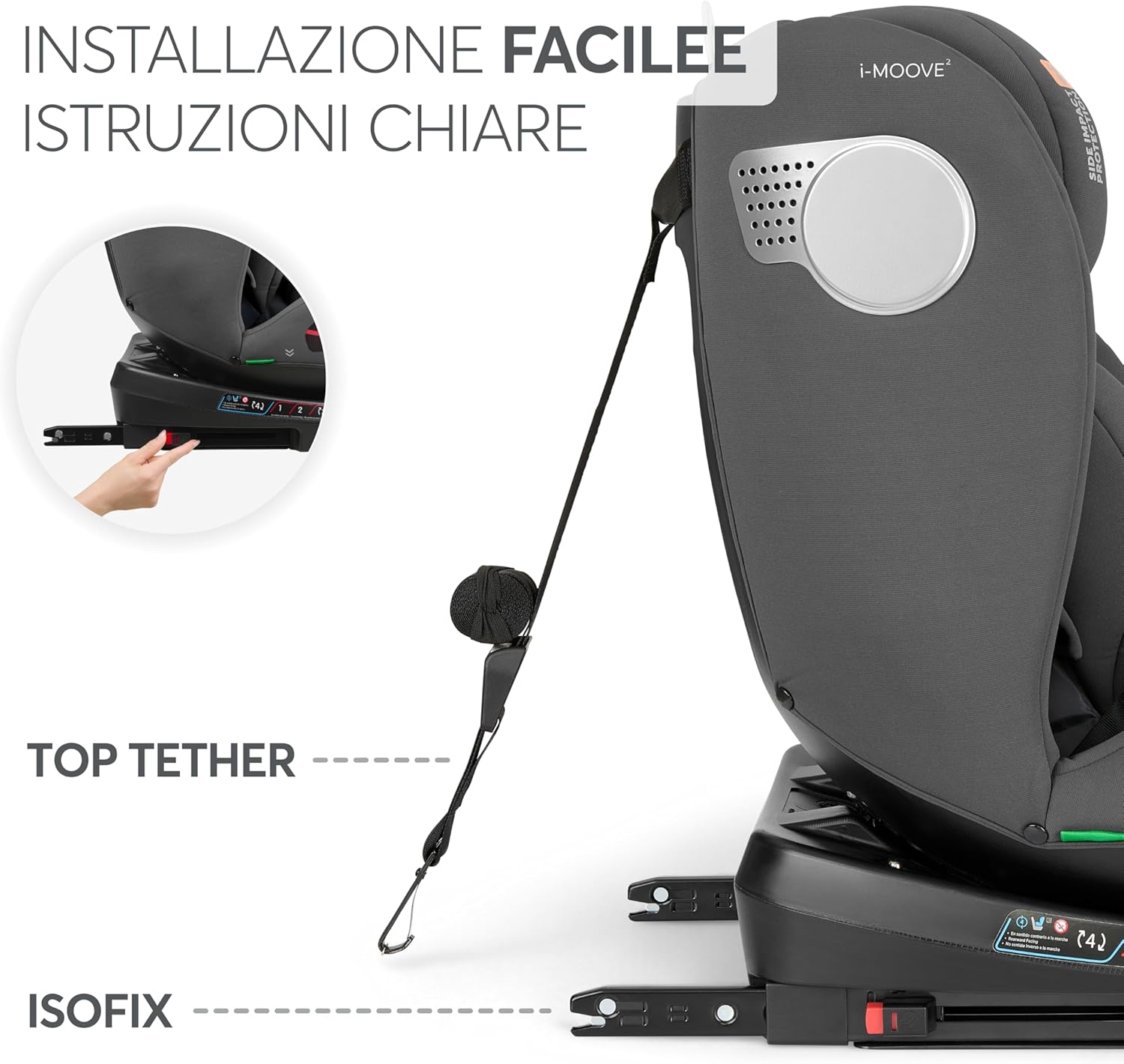 Thumbnail 4 de KikkaBoo Seggiolino Auto 0–36 kg ISOFIX i-Size i-MOOVE 2, Rotazione 360°, Verde Militare