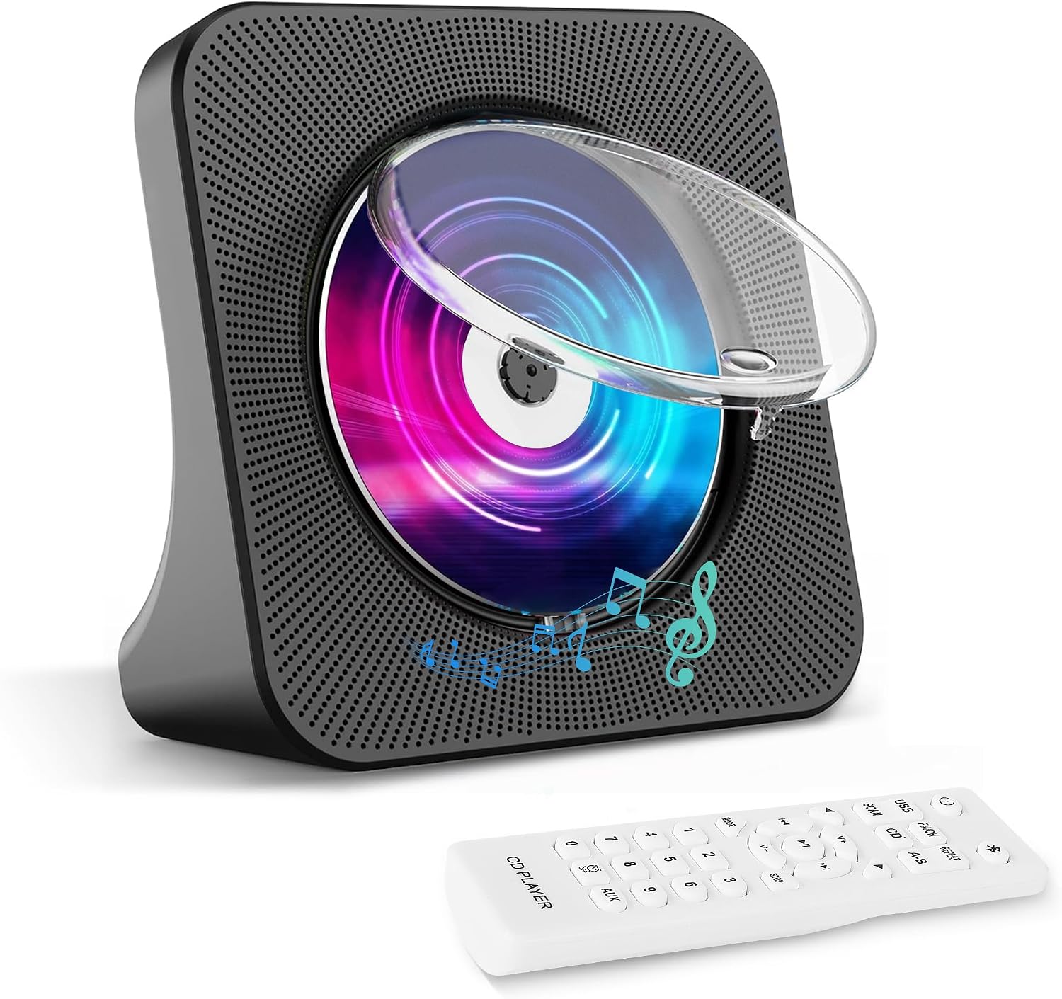 Lecteur CD Bluetooth Design Bureau — Radio portable avec double haut-parleurs, timer et ports USB/AUX