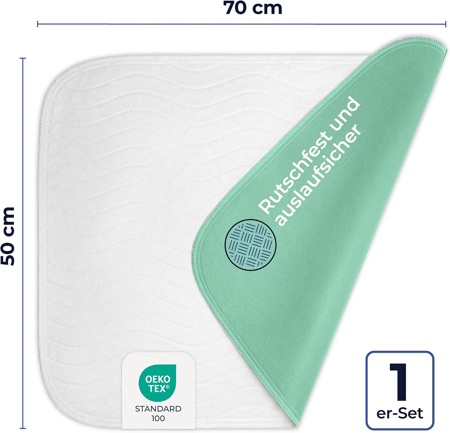 Detalle 2 de Dreamzie Inkontinenzunterlage 50x70 cm – Waschbar, rutschfest und wasserdicht (1er Set)
