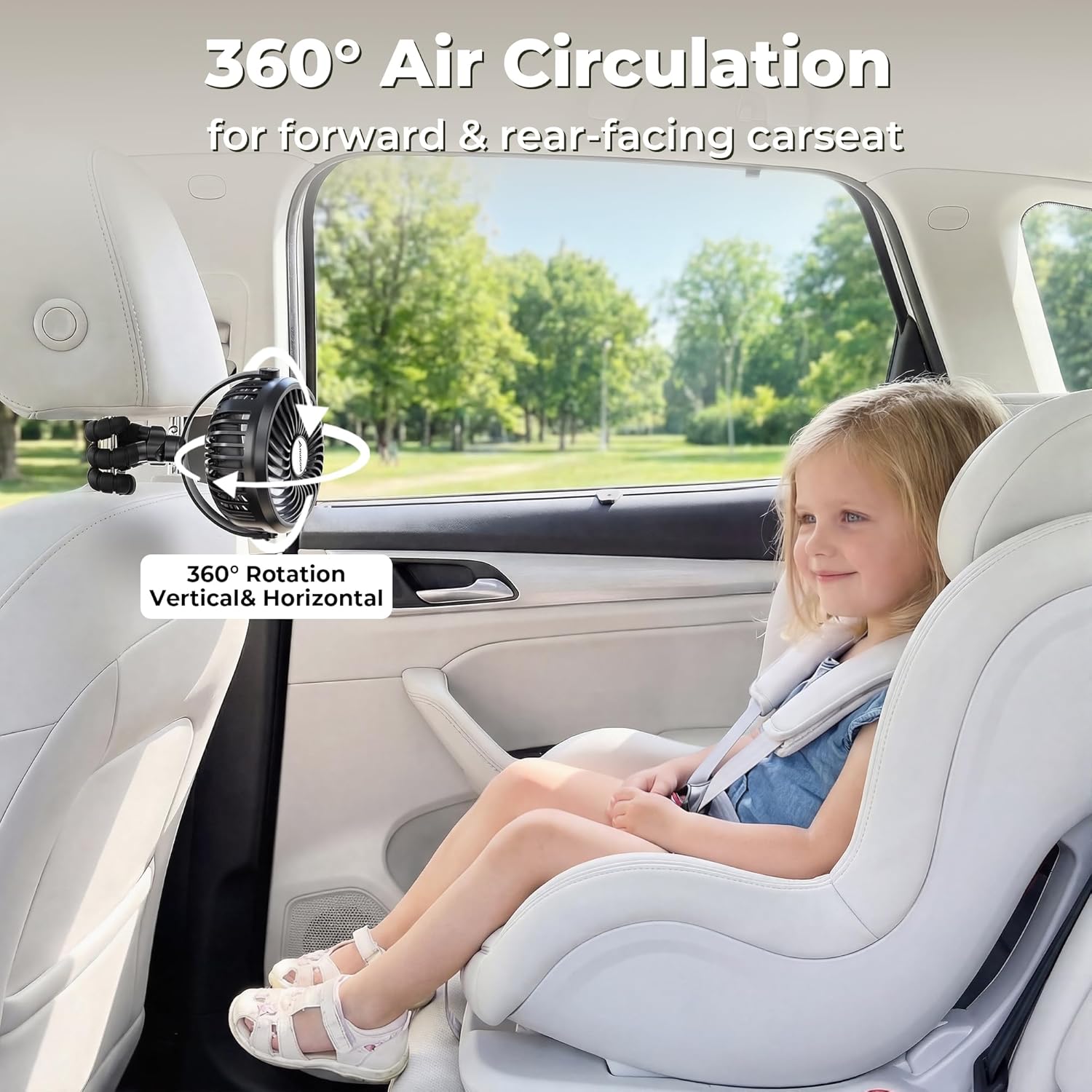 Detalle de AMACOOL Pram Fan (Battery Operated) Clip-On with Flexible Tripod, 3 Speeds & Rotatable Head – Black