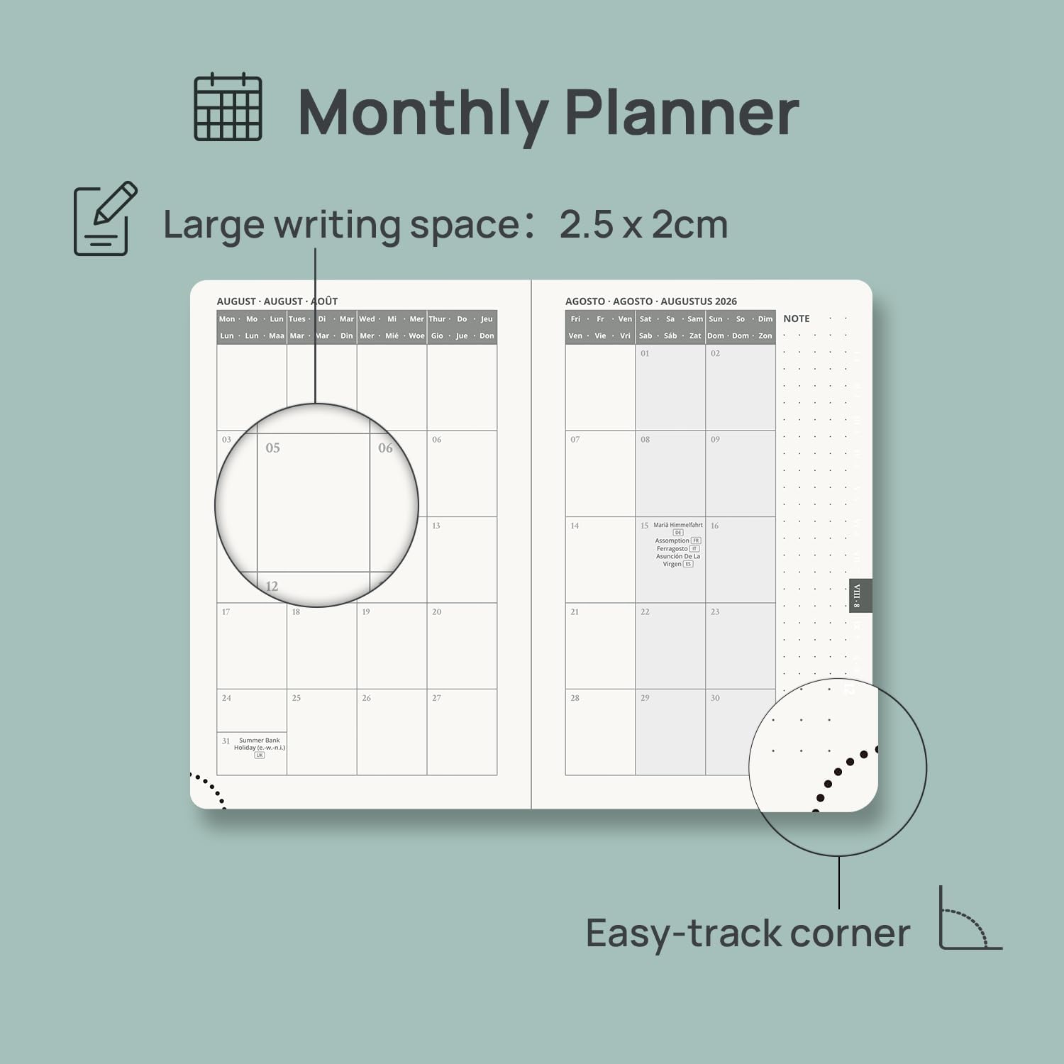 Detalle de POPRUN Pocket Academic Diary 2026–2027: A6 Hardback Weekly Planner (Aug 2026–Dec 2027)