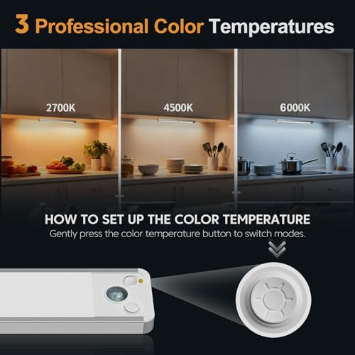 Thumbnail 2 de FILIYANO Luces LED para cocina bajo gabinete con sensor de movimiento, 20 cm y 3 colores (3 Pack) recargables magnéticas