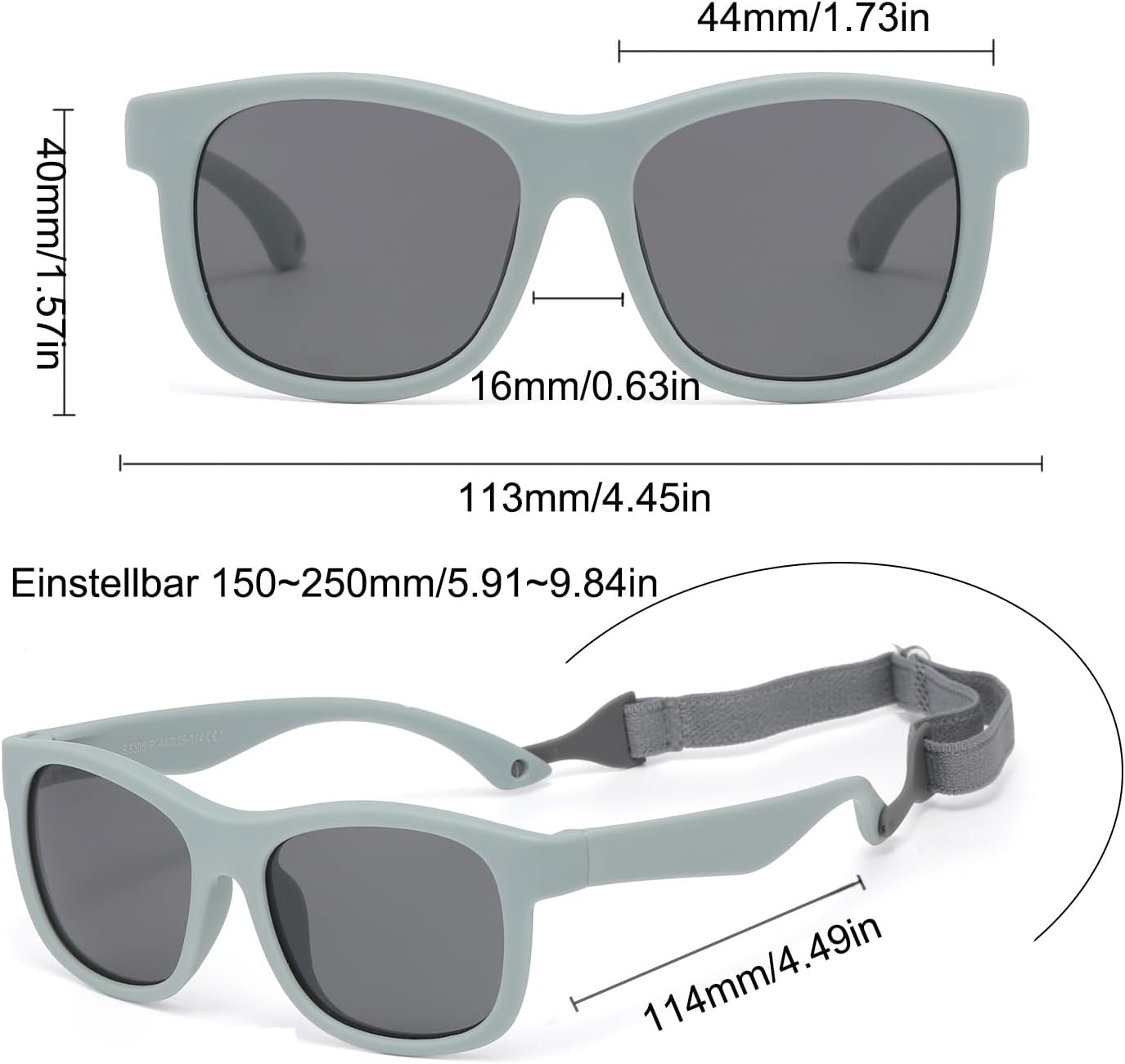 Thumbnail 3 de D Lolylad lunettes de soleil polarisées bébé (0 à 3 ans) avec lanières, pour garçons et filles