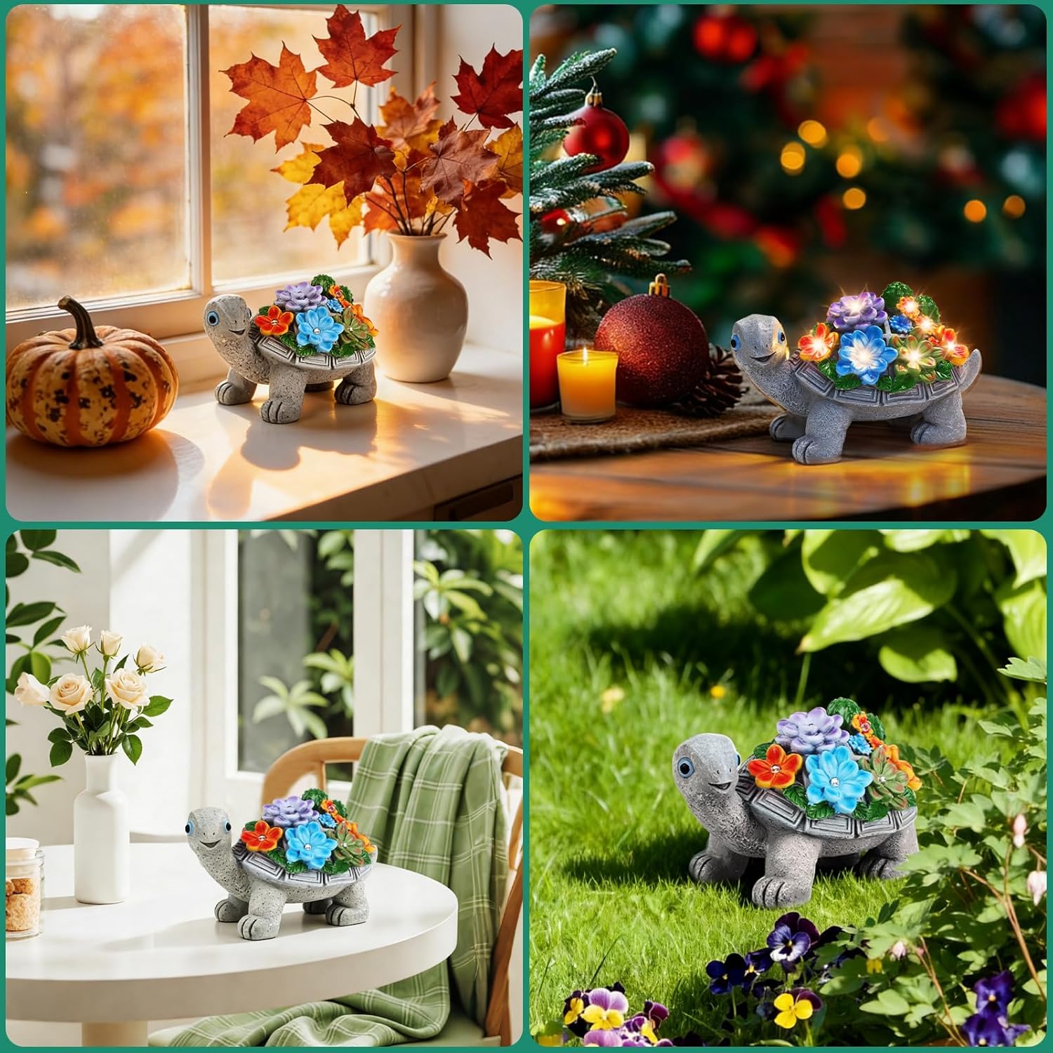 Thumbnail 6 de Linkax Solar-Schildkröte Gartendeko mit 7 LED für draußen – solarbetriebene Deko-Lampe in Natur-Optik (11 cm)