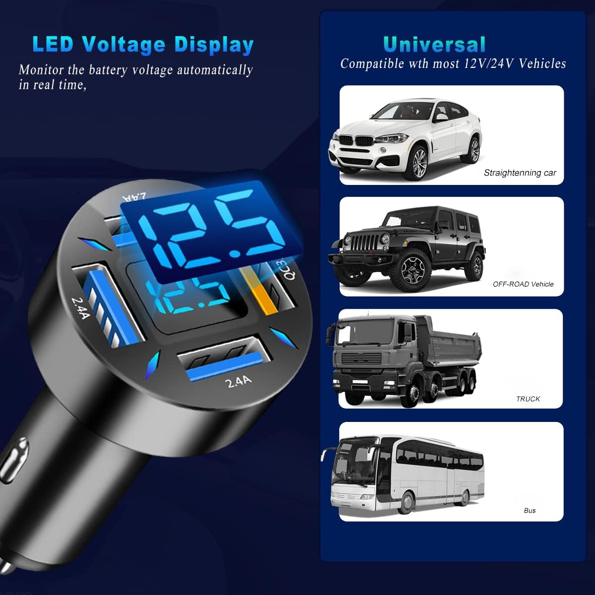 Thumbnail 5 de 4-Port USB C Auto Ladegerät 50W QC3.0 PD