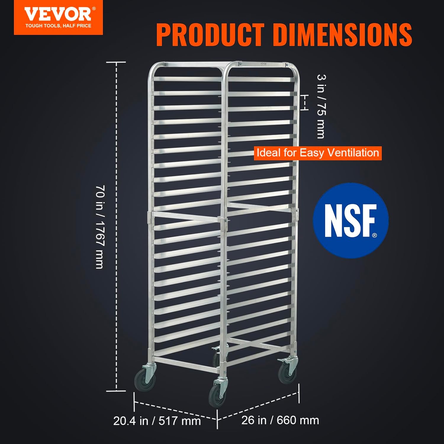 Thumbnail 1 de VEVOR Bun Pan Rack 530 lb Capacity 🍞