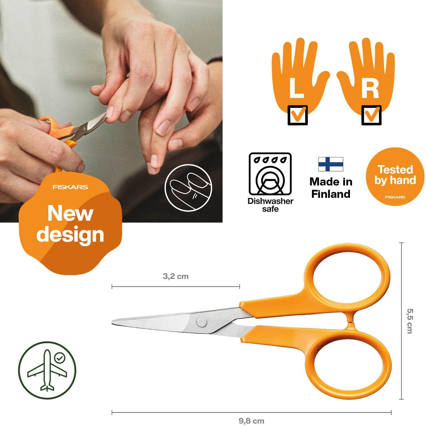 Detalle de Fiskars Classic 1075058 manikyrsax, böjd, 10 cm, rostfritt stål