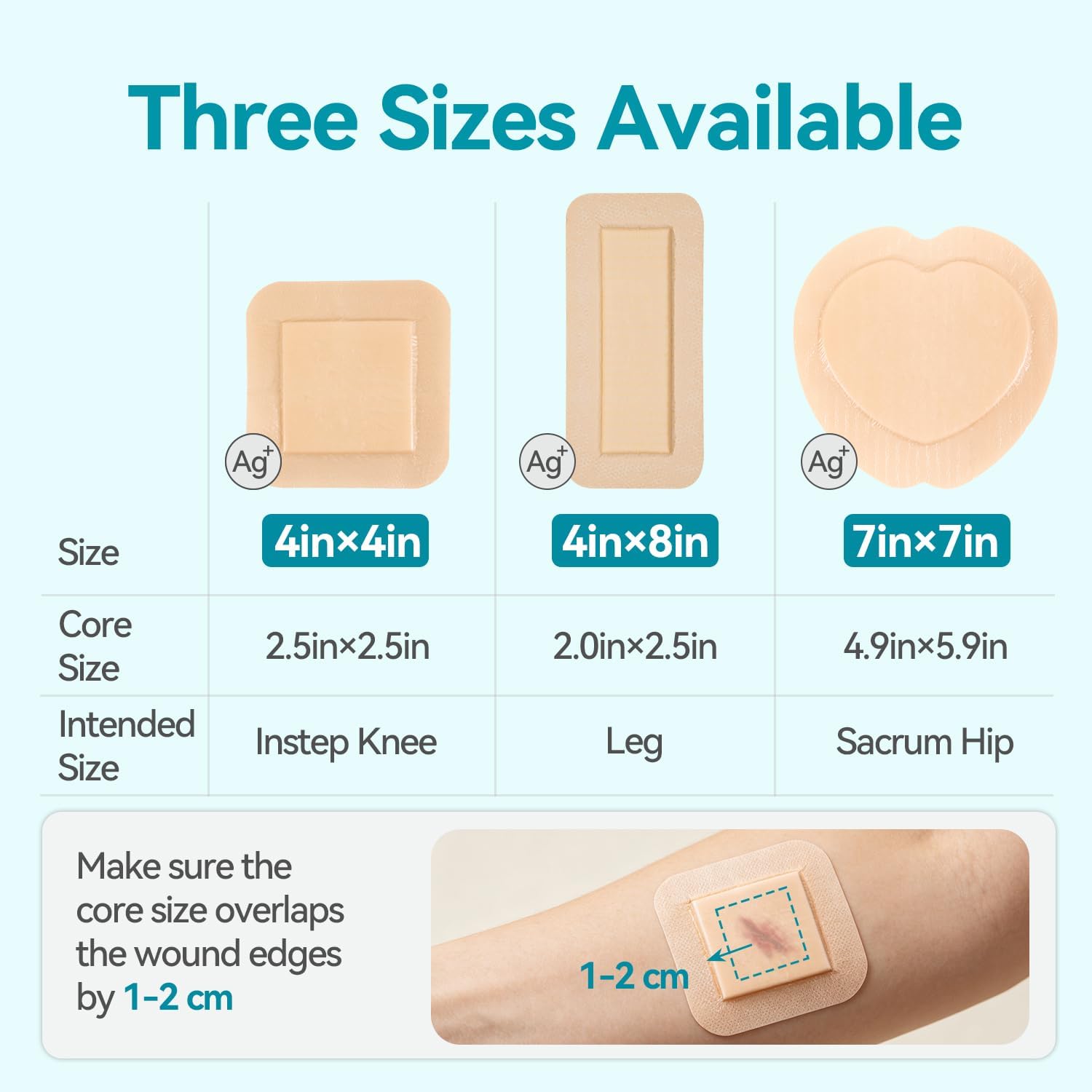 Thumbnail 4 de Dimora Ag Silver Sacrum Foam Dressing, 7" x 7", 5-Pack