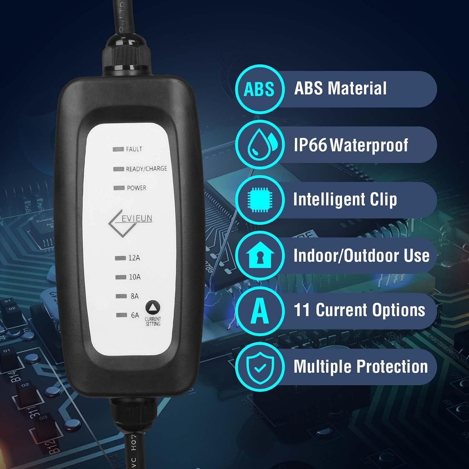 Thumbnail 2 de EVIEUN EV Ladekabel für Elektrofahrzeuge – Tragbares 2-Phasen EVSE Ladegerät mit 3,8 kW und IEC 62196-2 Typ 2 Kompatibilität
