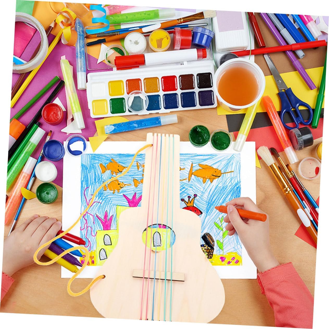 Thumbnail 3 de Supvox DIY-Holzgitarre für Kinder (12,7 Zoll) – unbemalt, zum Basteln & Bemalen, 5er-Set