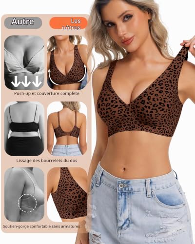 Detalle de HOWIN Soutien-Gorge sans Armature Comfit Plongeant pour Femme