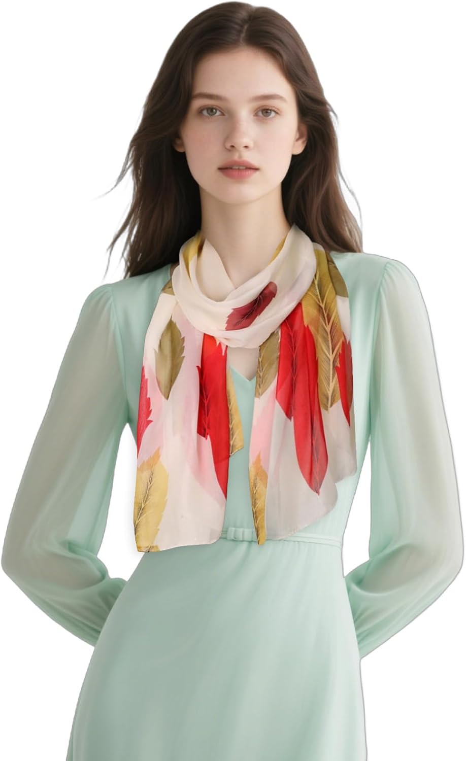 Thumbnail 6 de FAIRYGATE Georgette Chiffon Schal Damen – Lange Schals mit Blumenmuster, 160 × 50 cm