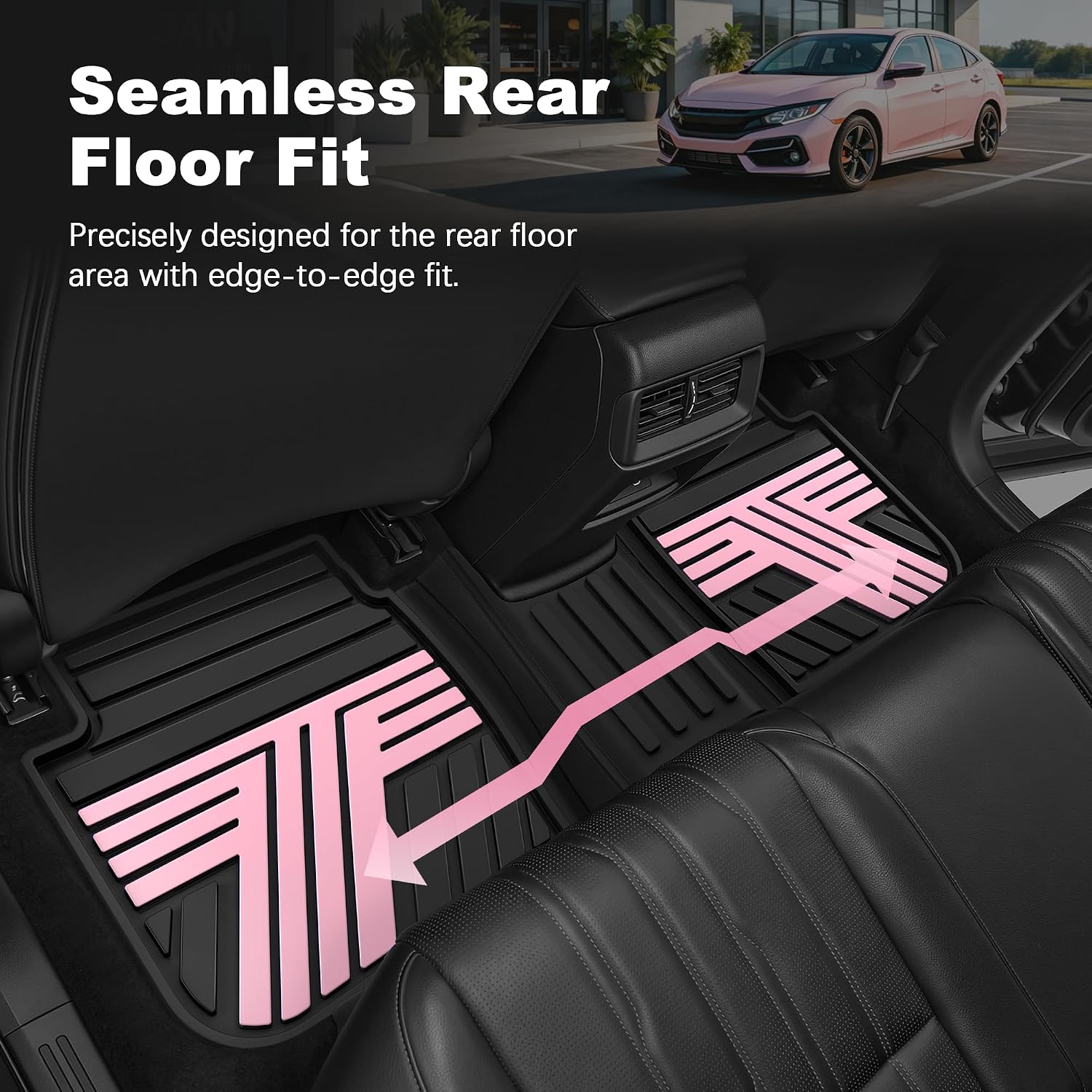 Thumbnail 3 de Floor Mats Fit for Honda Civic 2016-2021 (Sedan/Hatchback) & 2016-2020 Coupe, All Weather Custom Fit Anti-Slip Car Mats