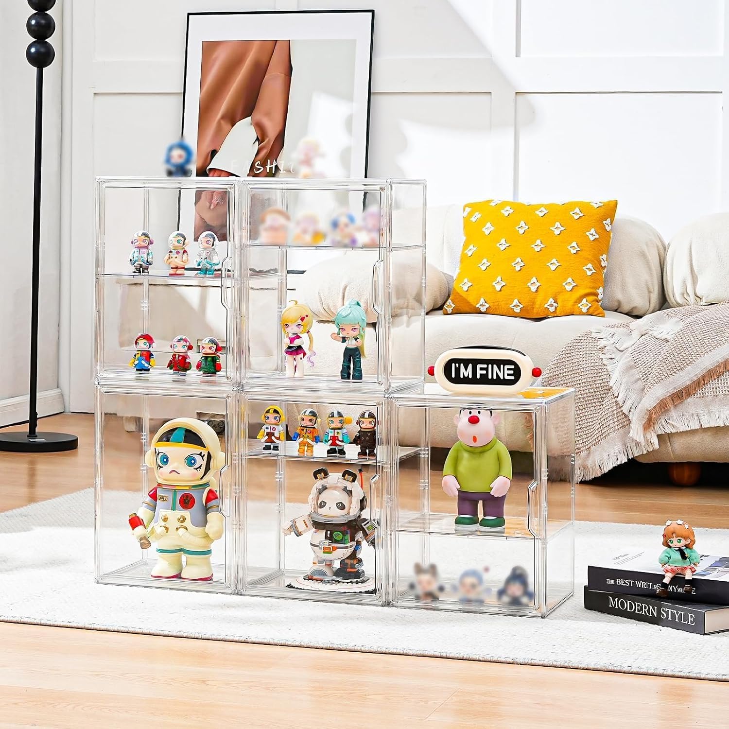 Detalle 1 de STOMDE ZSH001 Acrylic Display Case, Clear 2-Tier Stackable Storage with Magnetic Doors